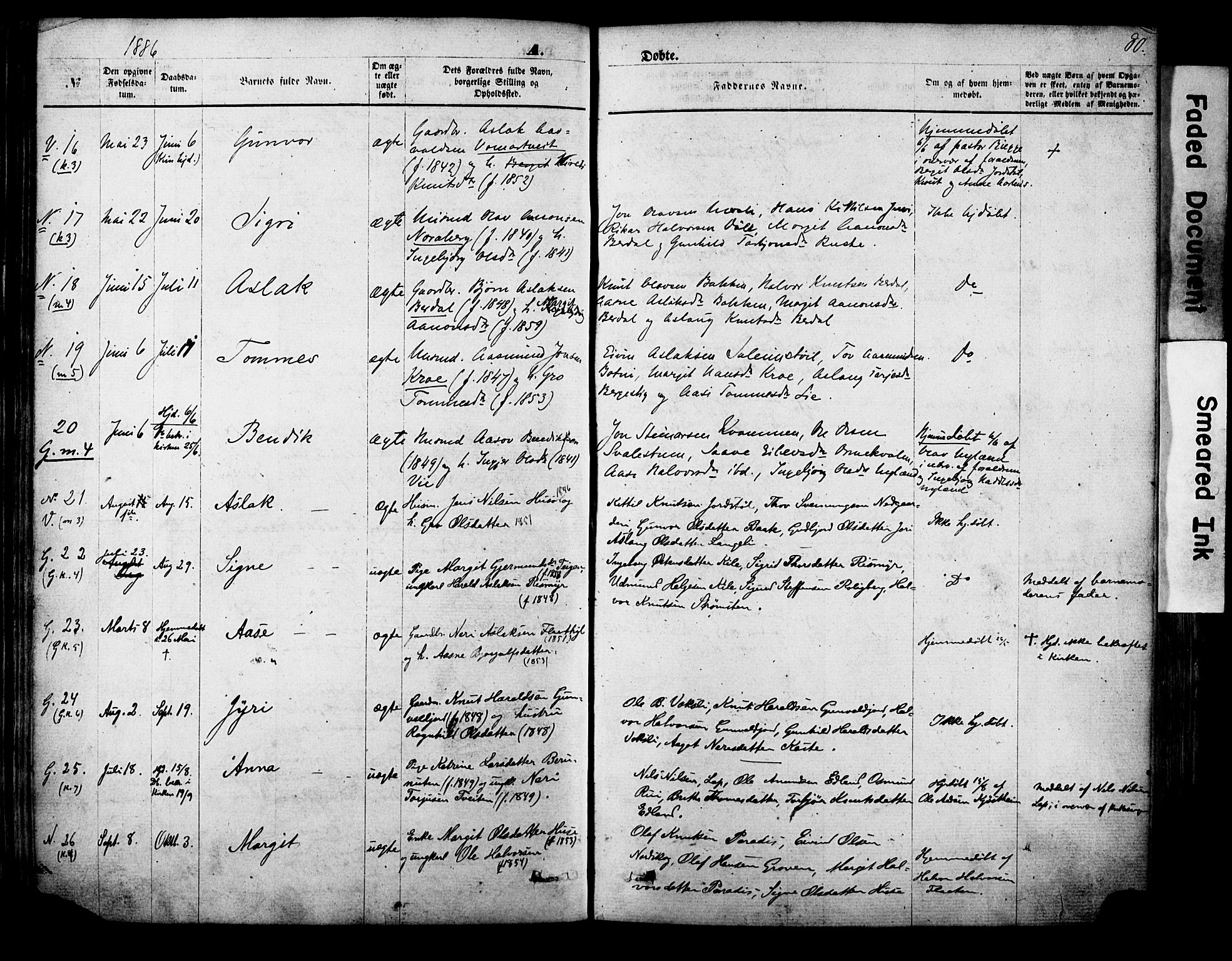 Vinje kirkebøker, AV/SAKO-A-312/F/Fa/L0005: Parish register (official) no. I 5, 1870-1886, p. 80