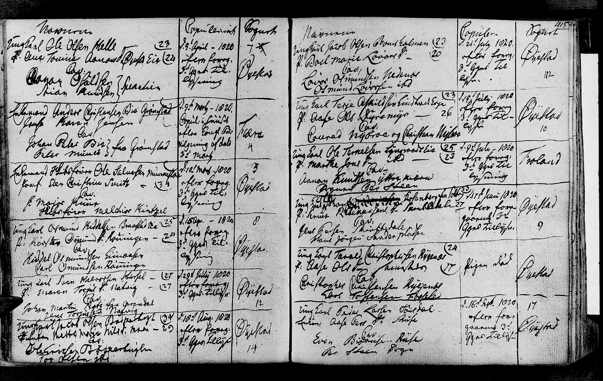 Øyestad sokneprestkontor, AV/SAK-1111-0049/F/Fa/L0011: Parish register (official) no. A 11, 1805-1824, p. 415