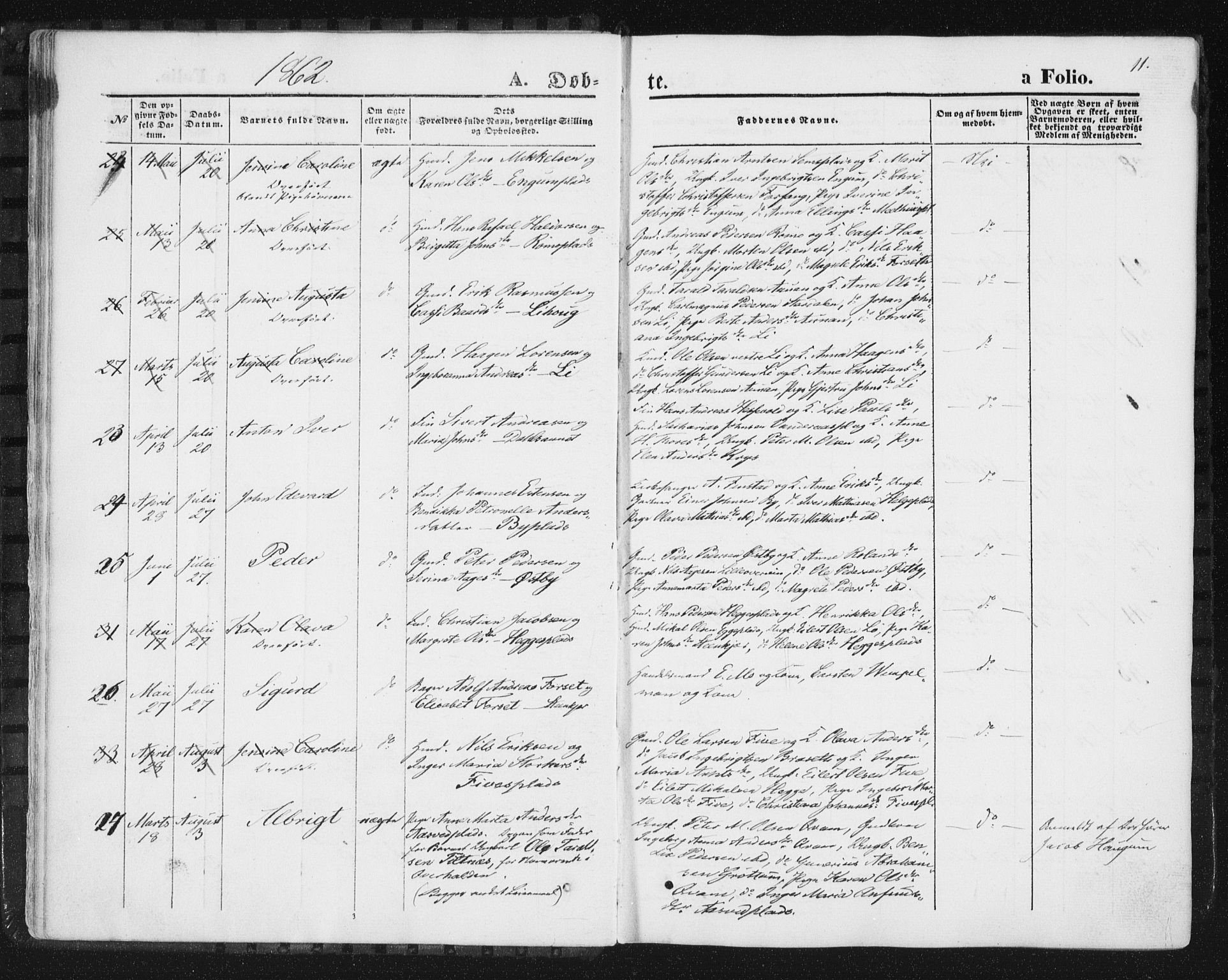 Ministerialprotokoller, klokkerbøker og fødselsregistre - Nord-Trøndelag, SAT/A-1458/746/L0447: Parish register (official) no. 746A06, 1860-1877, p. 11