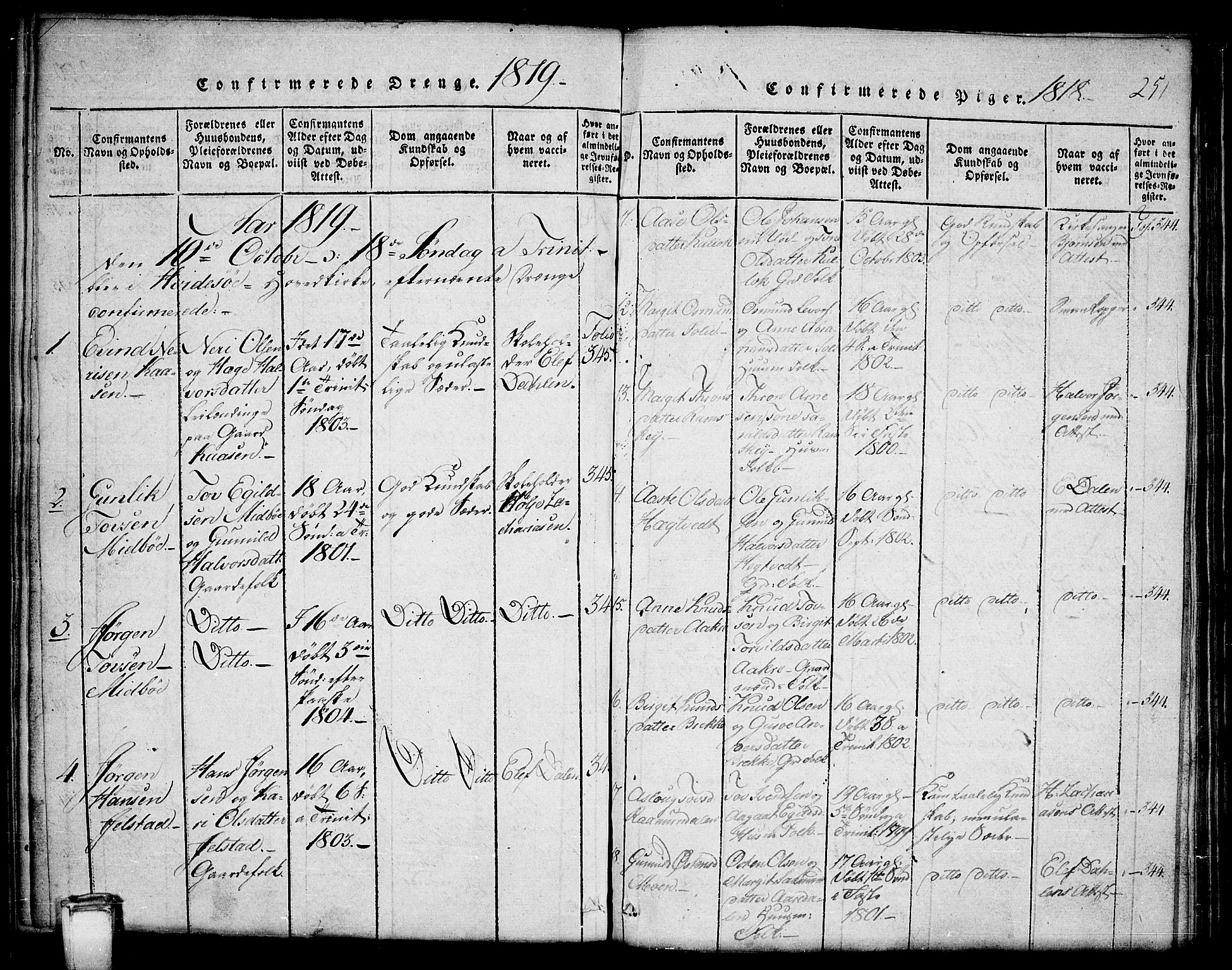 Kviteseid kirkebøker, SAKO/A-276/G/Gb/L0001: Parish register (copy) no. II 1, 1815-1842, p. 251