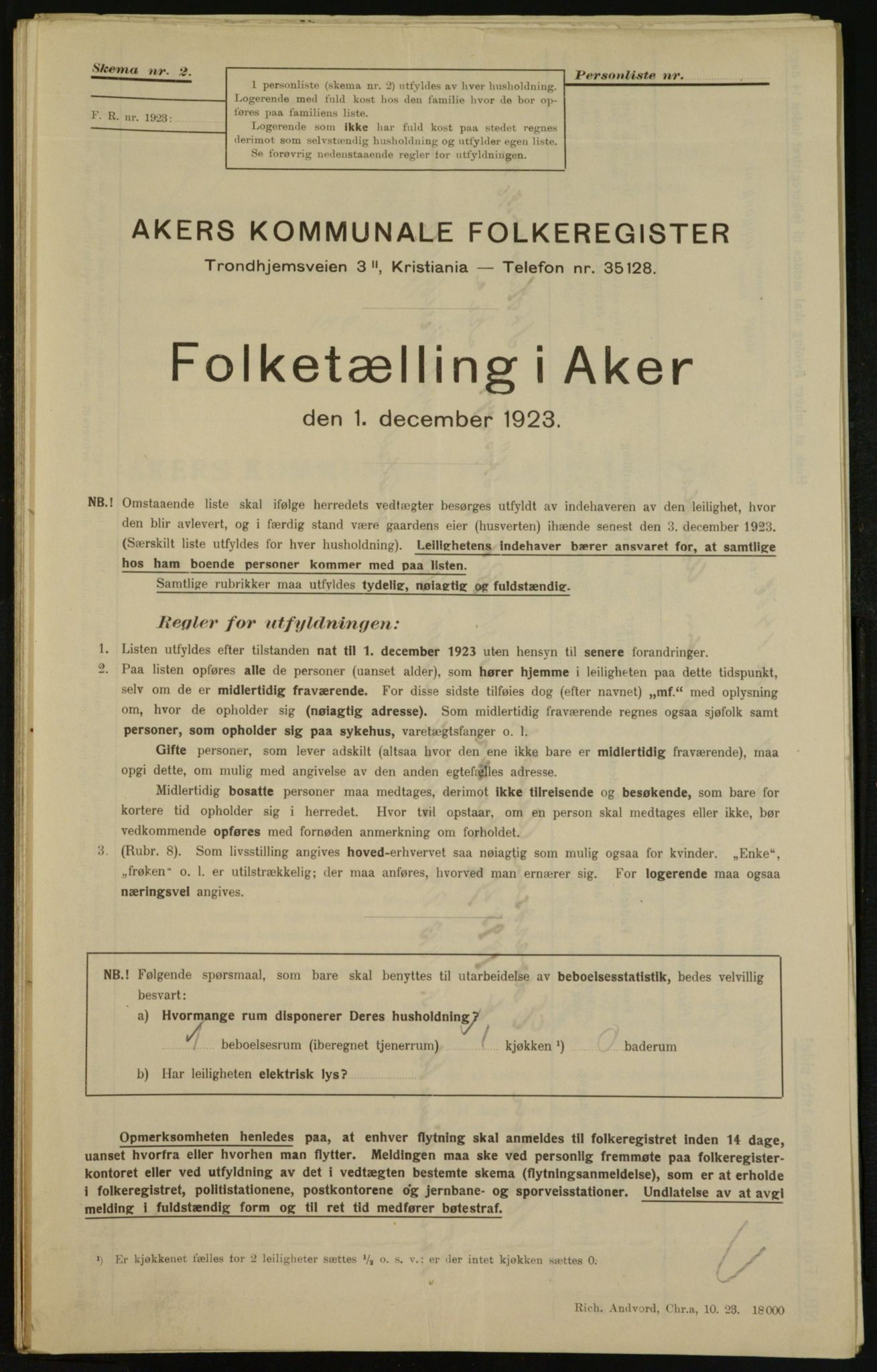 , Municipal Census 1923 for Aker, 1923, p. 30674