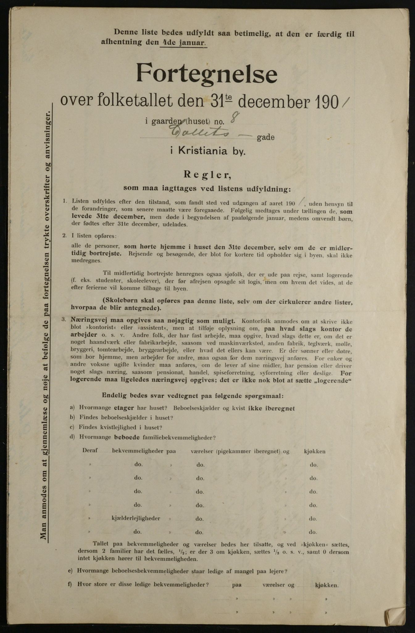 OBA, Municipal Census 1901 for Kristiania, 1901, p. 2124