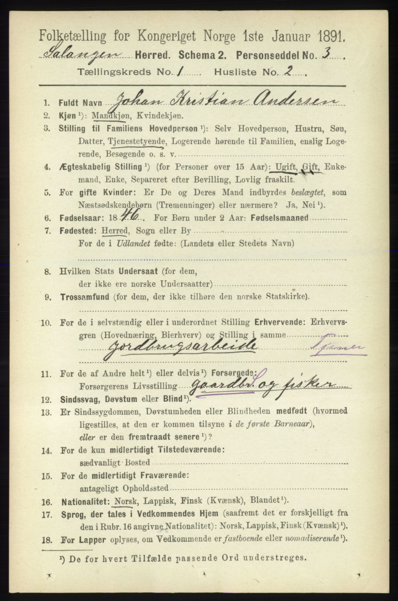 RA, 1891 census for 1921 Salangen, 1891, p. 78