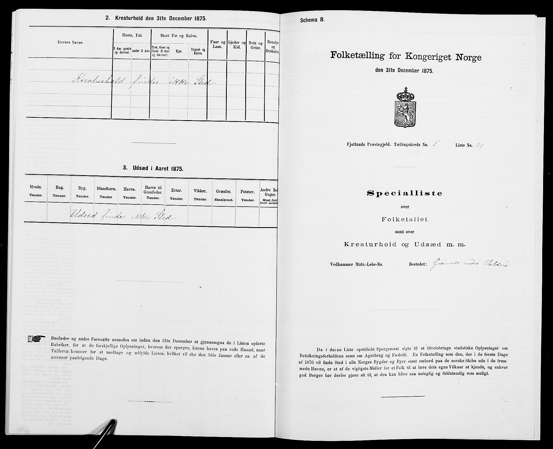 SAK, 1875 census for 1036P Fjotland, 1875, p. 347