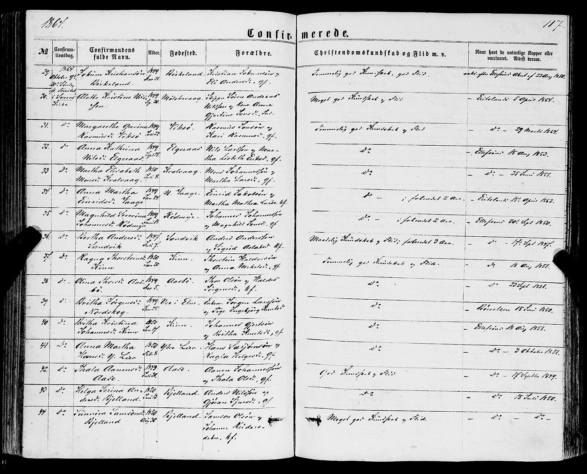 Sveio Sokneprestembete, SAB/A-78501/H/Haa: Parish register (official) no. A 1, 1861-1877, p. 117