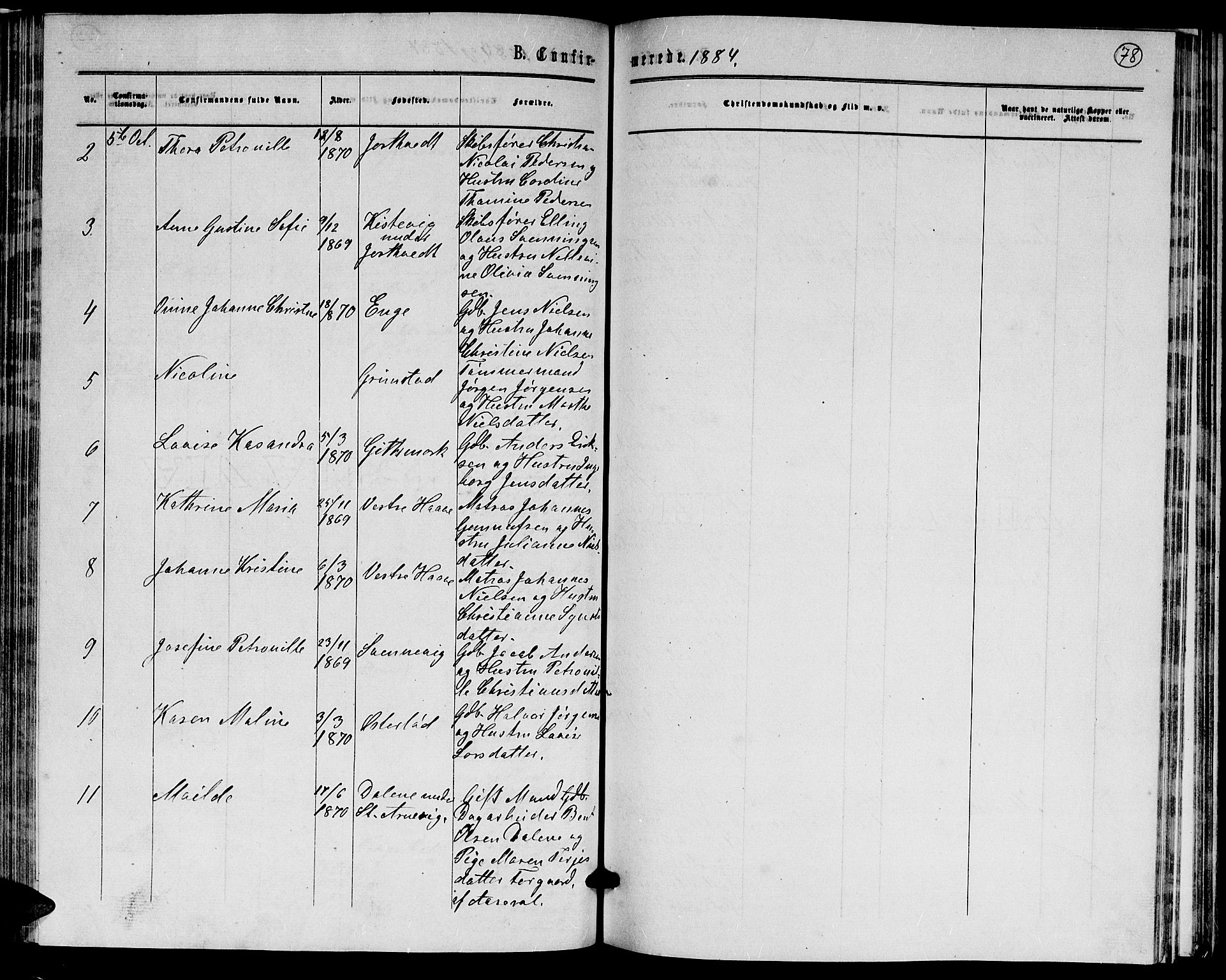 Hommedal sokneprestkontor, AV/SAK-1111-0023/F/Fb/Fba/L0003: Parish register (copy) no. B 3, 1863-1884, p. 78