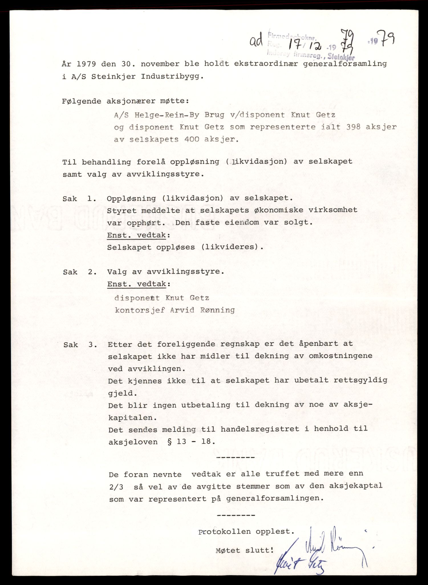 Inderøy sorenskriveri, SAT/A-4147/2/J/Jd/Jdb/L0012: Bilag, aksjeselskap, St-Tre, 1944-1990, p. 3