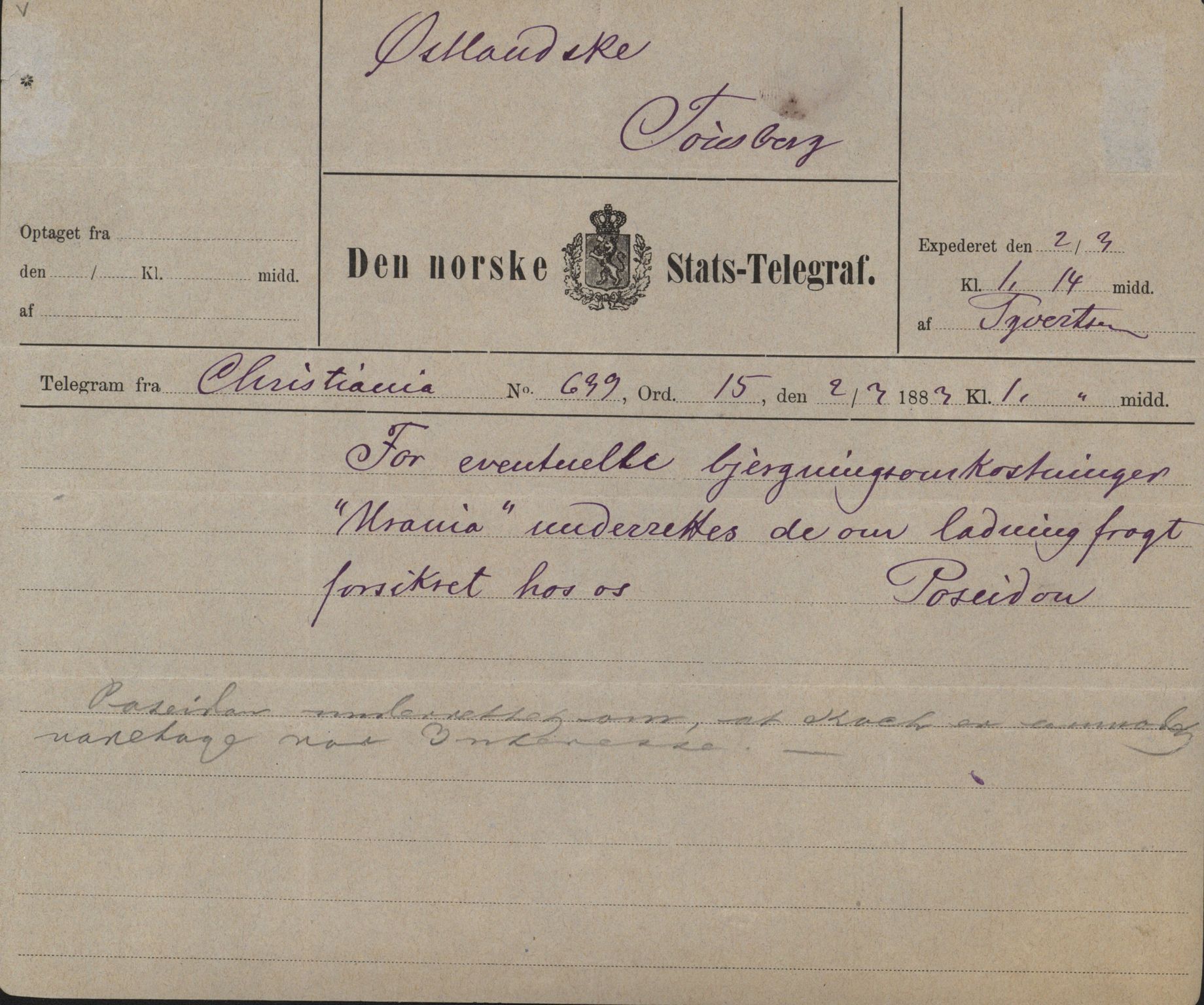 Pa 63 - Østlandske skibsassuranceforening, VEMU/A-1079/G/Ga/L0016/0012: Havaridokumenter / Urania, Tagal, Sir John Lawrence, Benguela, 1883, p. 30