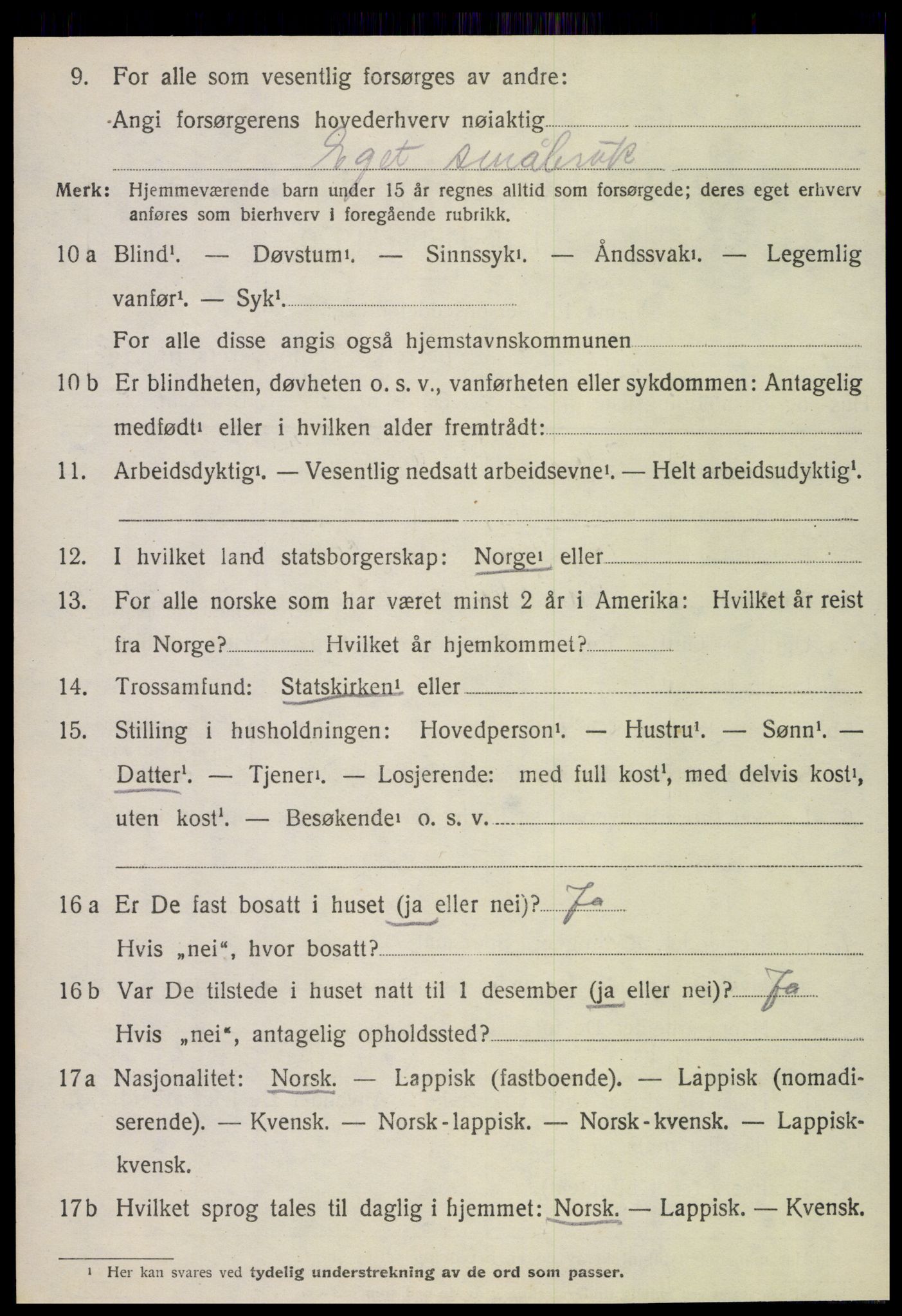 SAT, 1920 census for Fauske, 1920, p. 8193