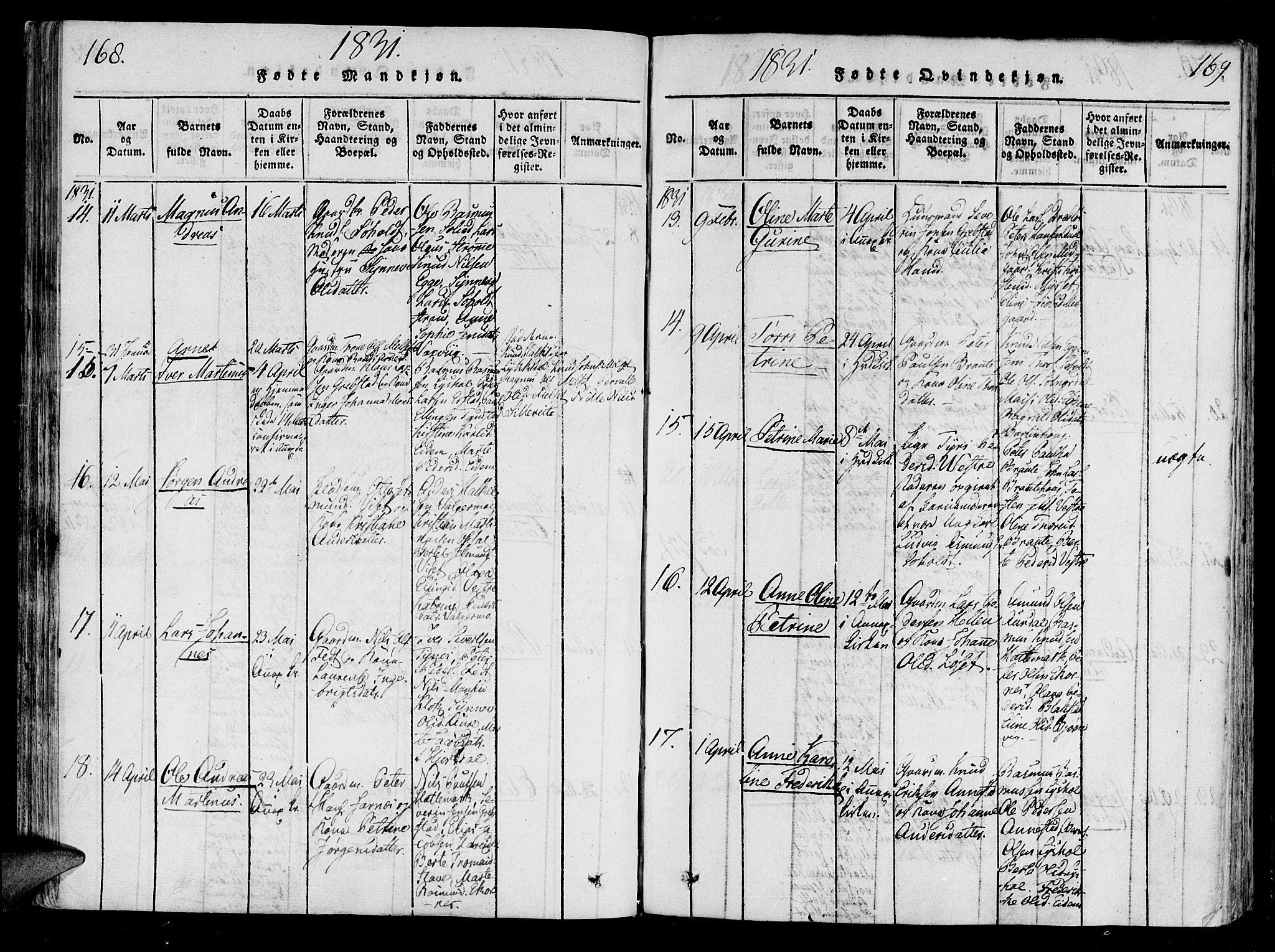 Ministerialprotokoller, klokkerbøker og fødselsregistre - Møre og Romsdal, SAT/A-1454/522/L0310: Parish register (official) no. 522A05, 1816-1832, p. 168-169
