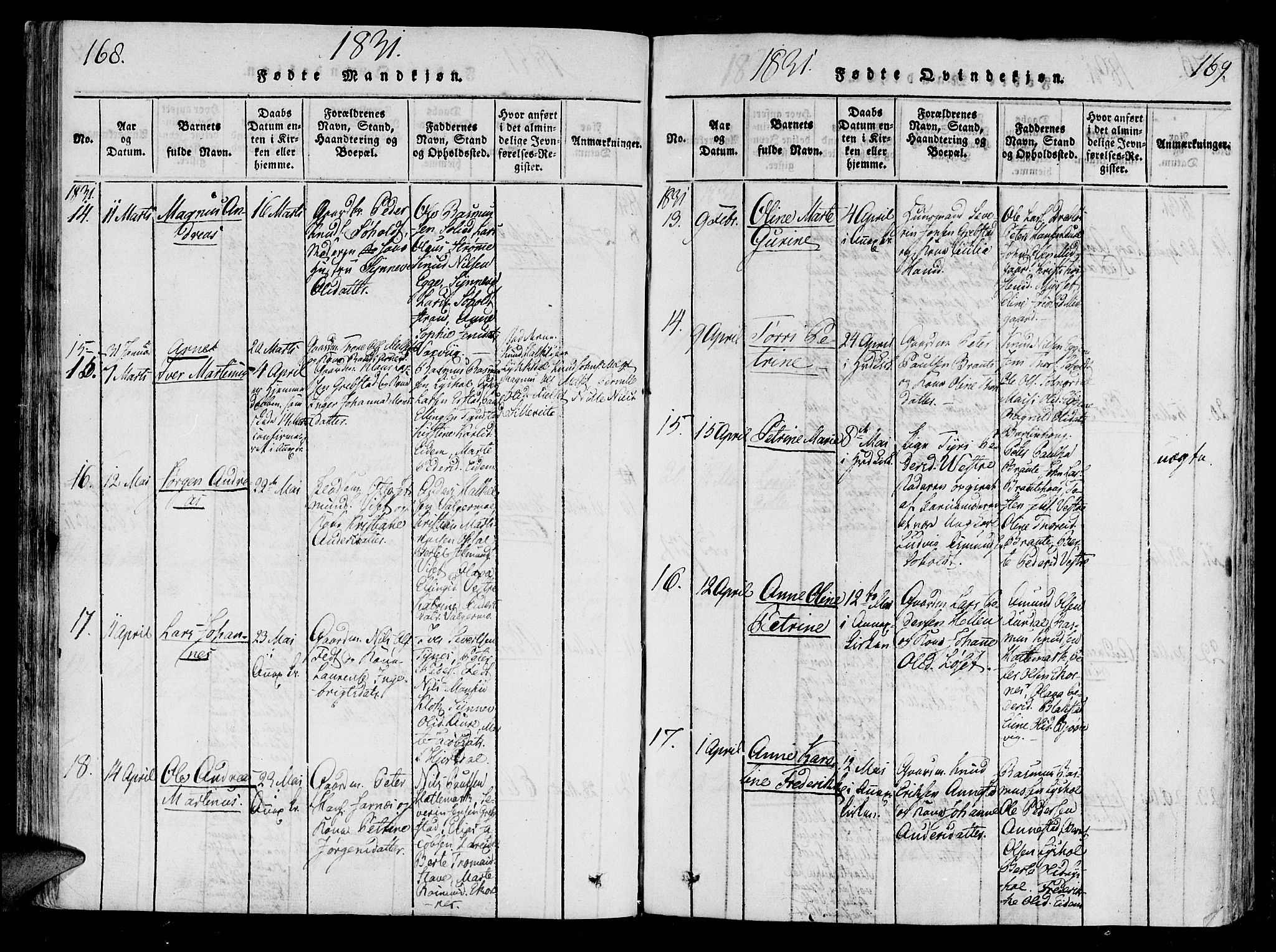 Ministerialprotokoller, klokkerbøker og fødselsregistre - Møre og Romsdal, AV/SAT-A-1454/522/L0310: Parish register (official) no. 522A05, 1816-1832, p. 168-169