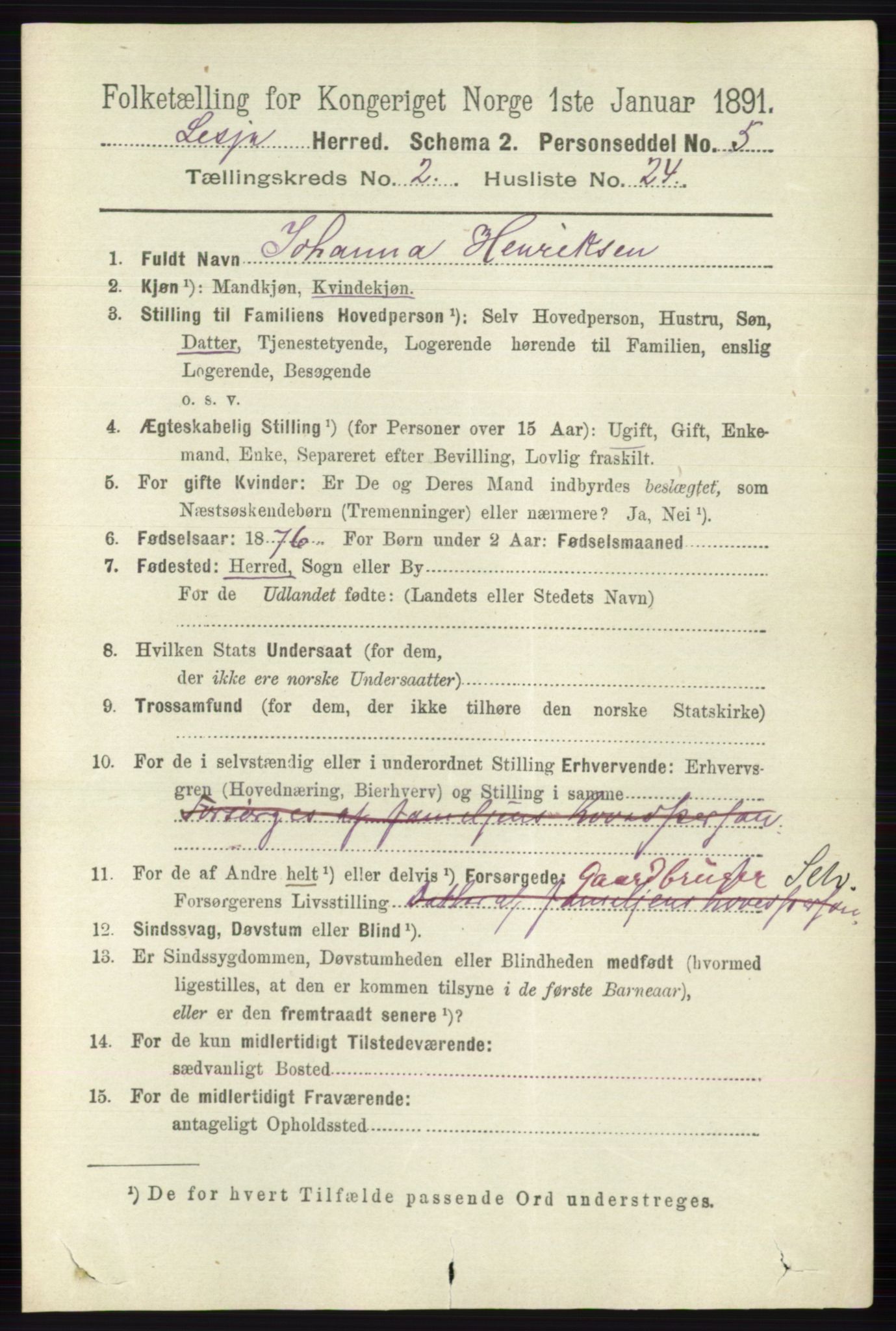 RA, 1891 census for 0512 Lesja, 1891, p. 565