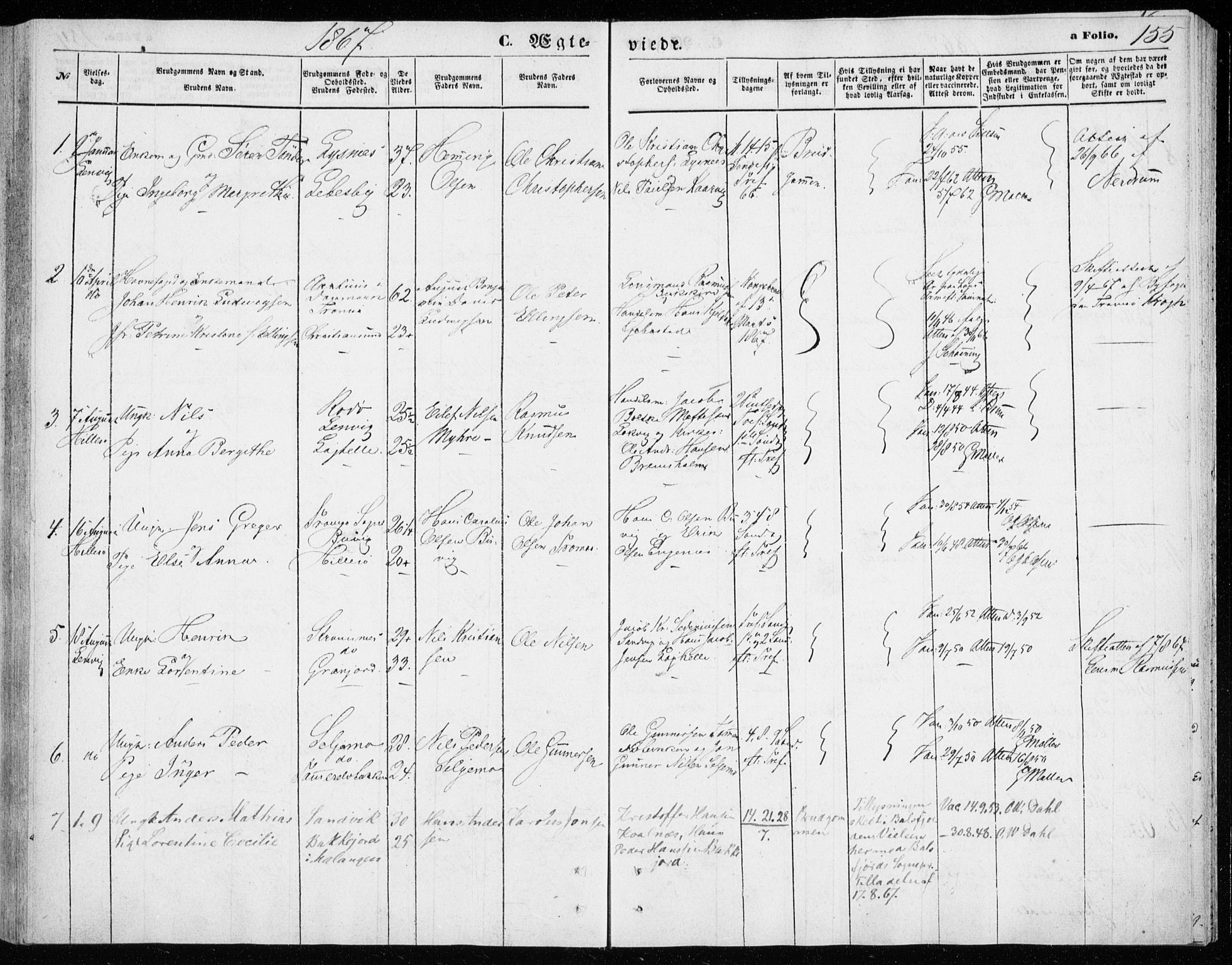 Lenvik sokneprestembete, SATØ/S-1310/H/Ha/Haa/L0009kirke: Parish register (official) no. 9, 1866-1873, p. 155