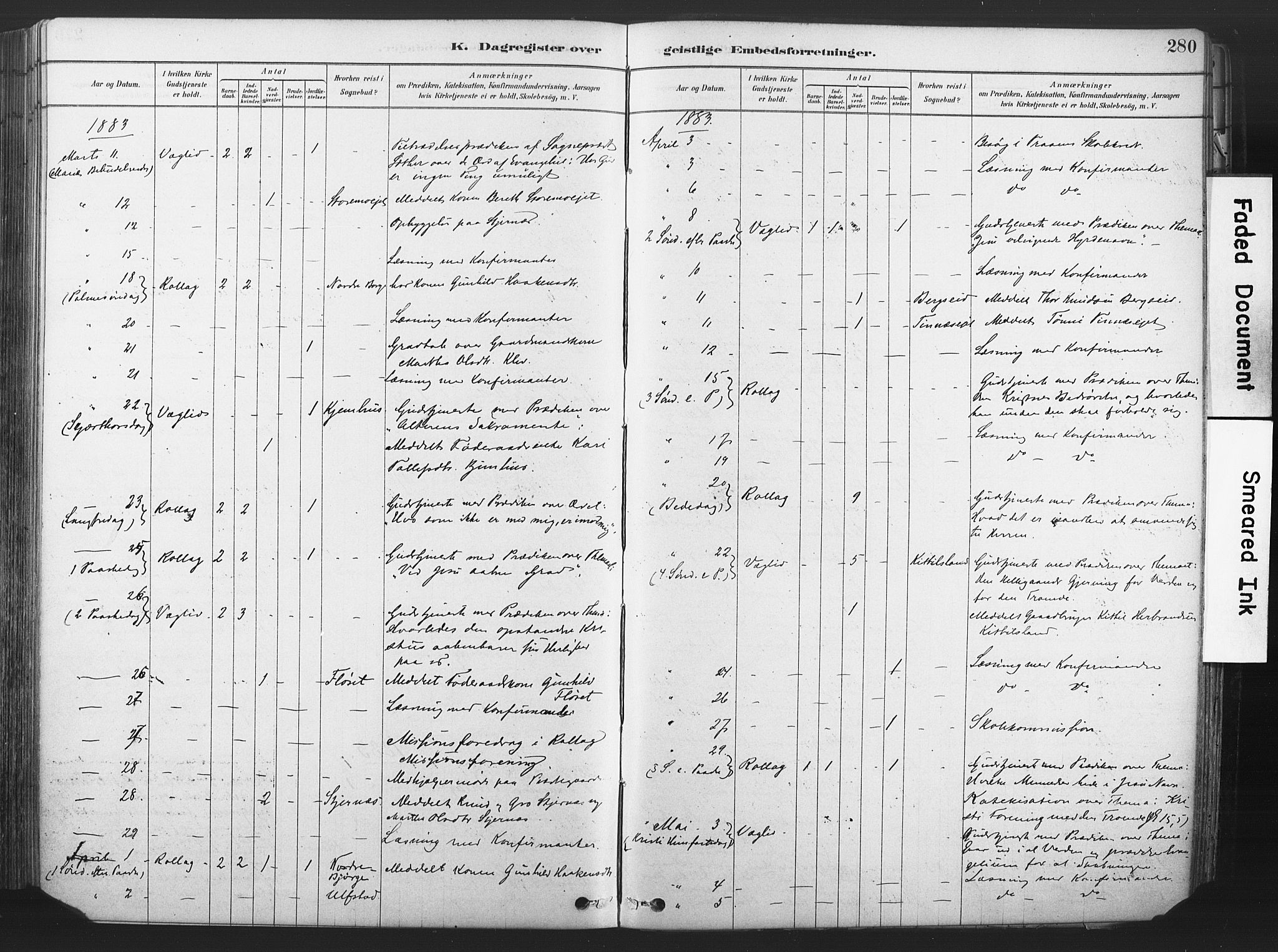 Rollag kirkebøker, AV/SAKO-A-240/F/Fa/L0011: Parish register (official) no. I 11, 1878-1902, p. 280