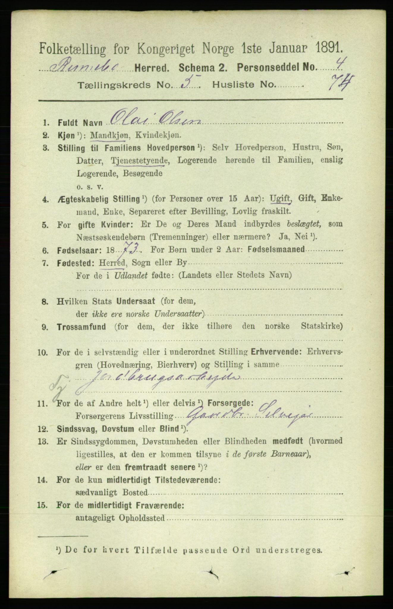 RA, 1891 census for 1635 Rennebu, 1891, p. 3032