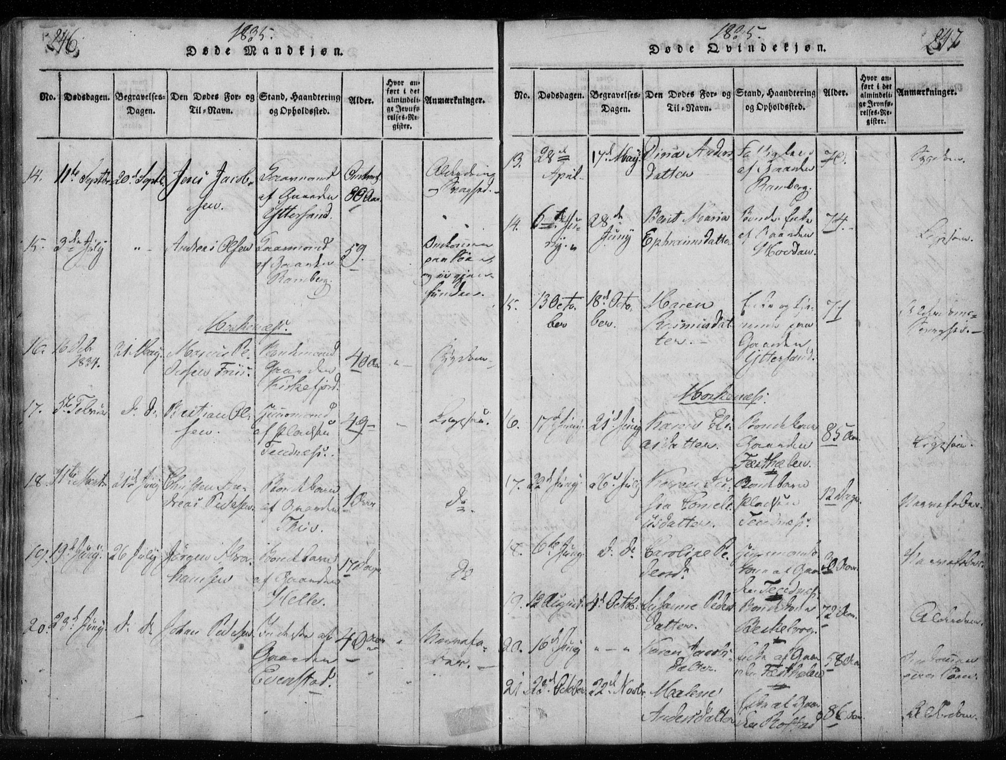 Ministerialprotokoller, klokkerbøker og fødselsregistre - Nordland, AV/SAT-A-1459/885/L1201: Parish register (official) no. 885A02, 1820-1837, p. 246-247