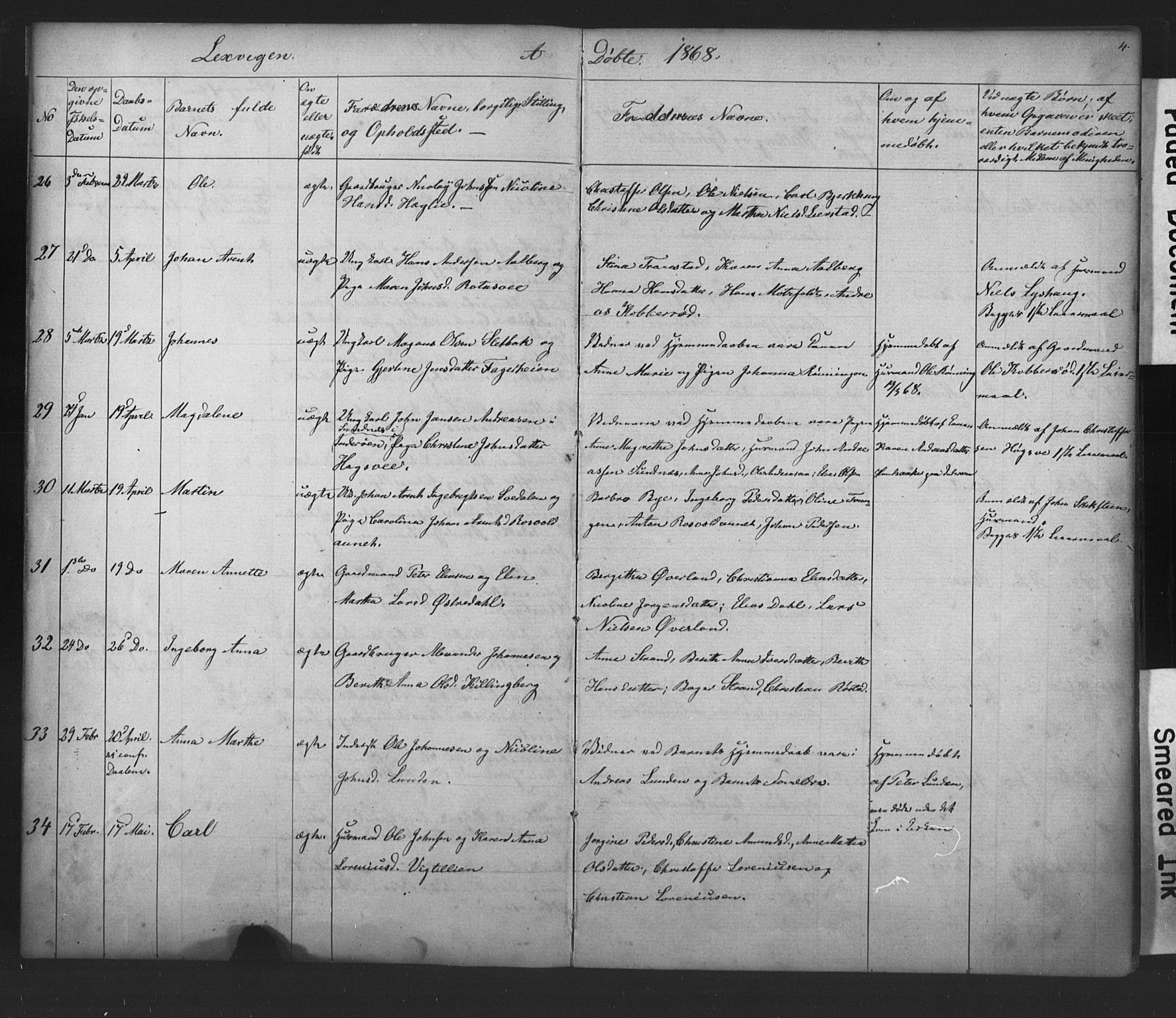 Ministerialprotokoller, klokkerbøker og fødselsregistre - Nord-Trøndelag, AV/SAT-A-1458/701/L0018: Parish register (copy) no. 701C02, 1868-1872, p. 4