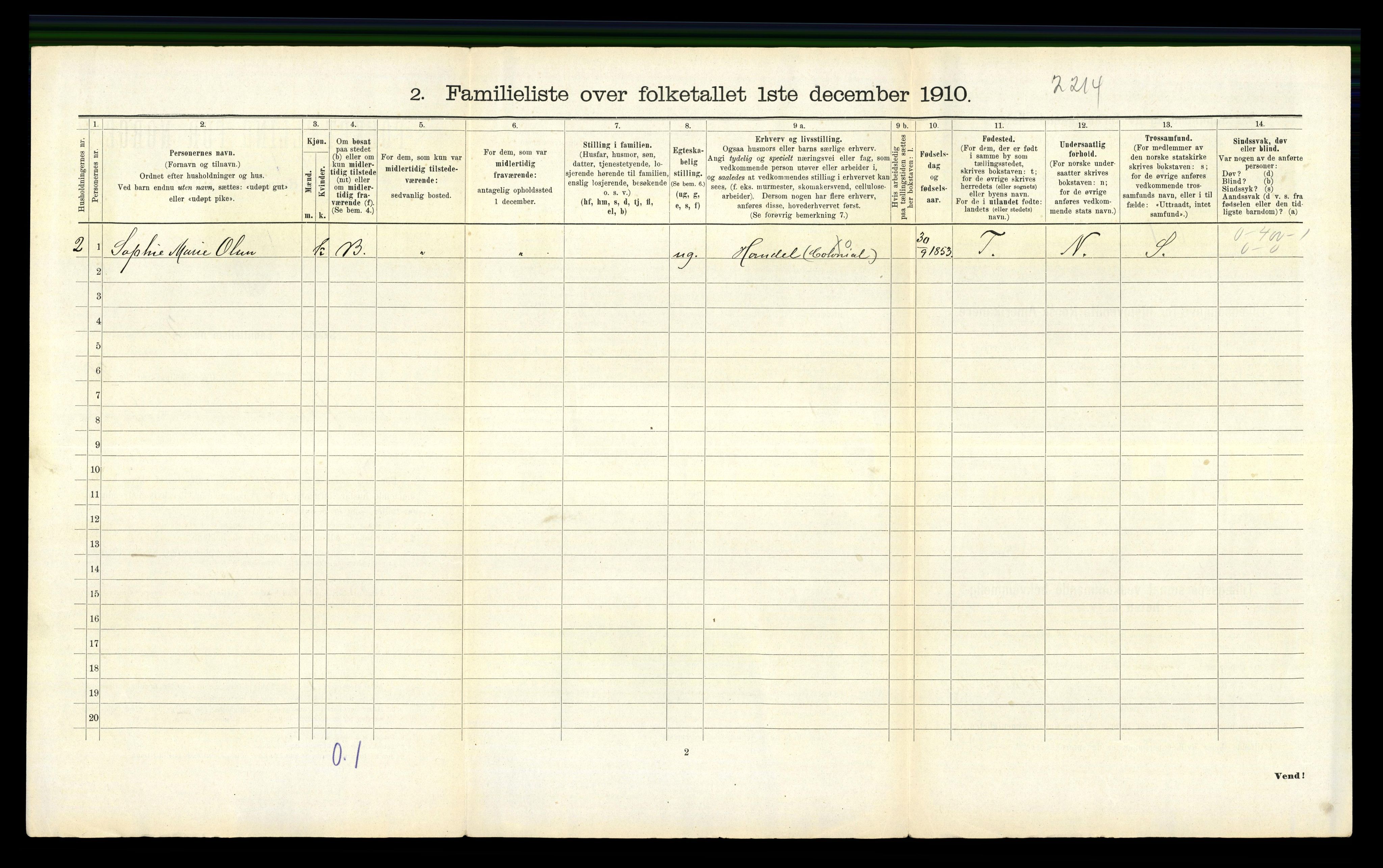 RA, 1910 census for Larvik, 1910, p. 6672