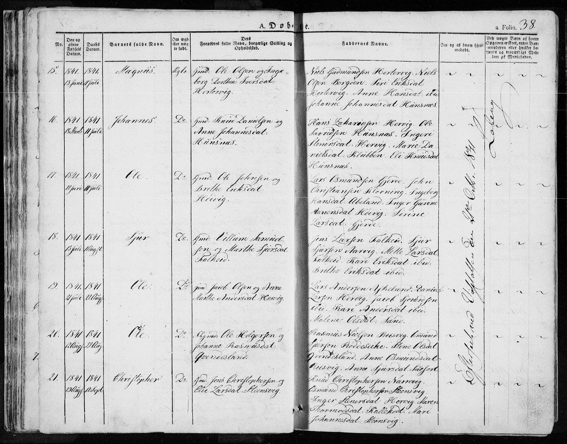 Tysvær sokneprestkontor, AV/SAST-A -101864/H/Ha/Haa/L0001: Parish register (official) no. A 1.1, 1831-1856, p. 38