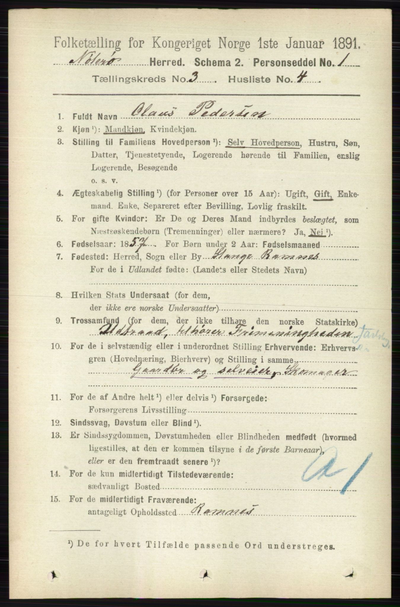 RA, 1891 census for 0722 Nøtterøy, 1891, p. 1555