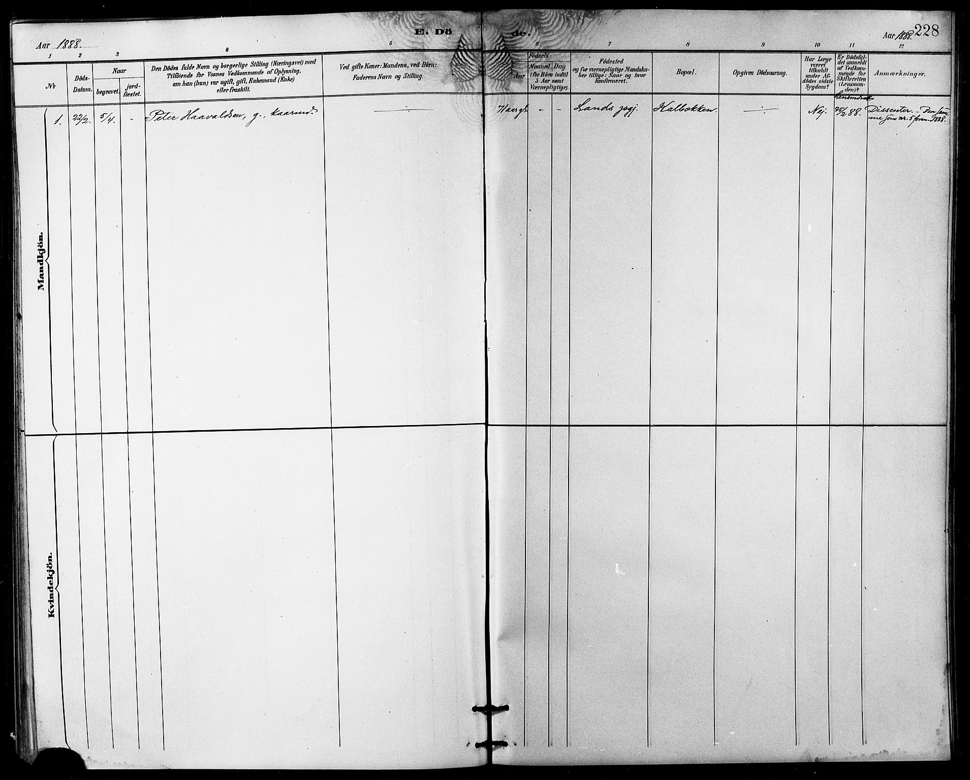 Målselv sokneprestembete, AV/SATØ-S-1311/G/Ga/Gab/L0004klokker: Parish register (copy) no. 4, 1885-1901, p. 228