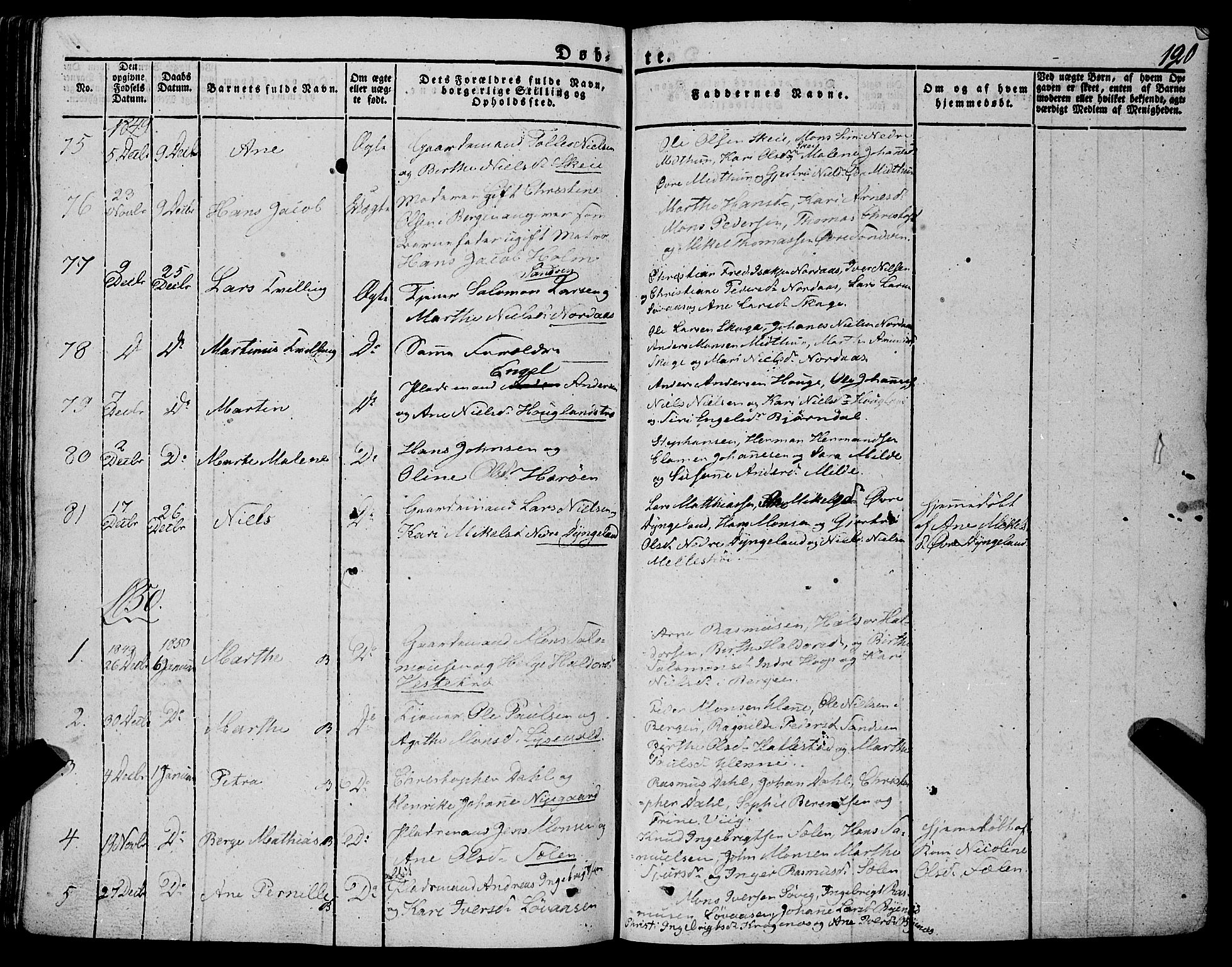Fana Sokneprestembete, SAB/A-75101/H/Haa/Haaa/L0008: Parish register (official) no. A 8, 1829-1851, p. 120
