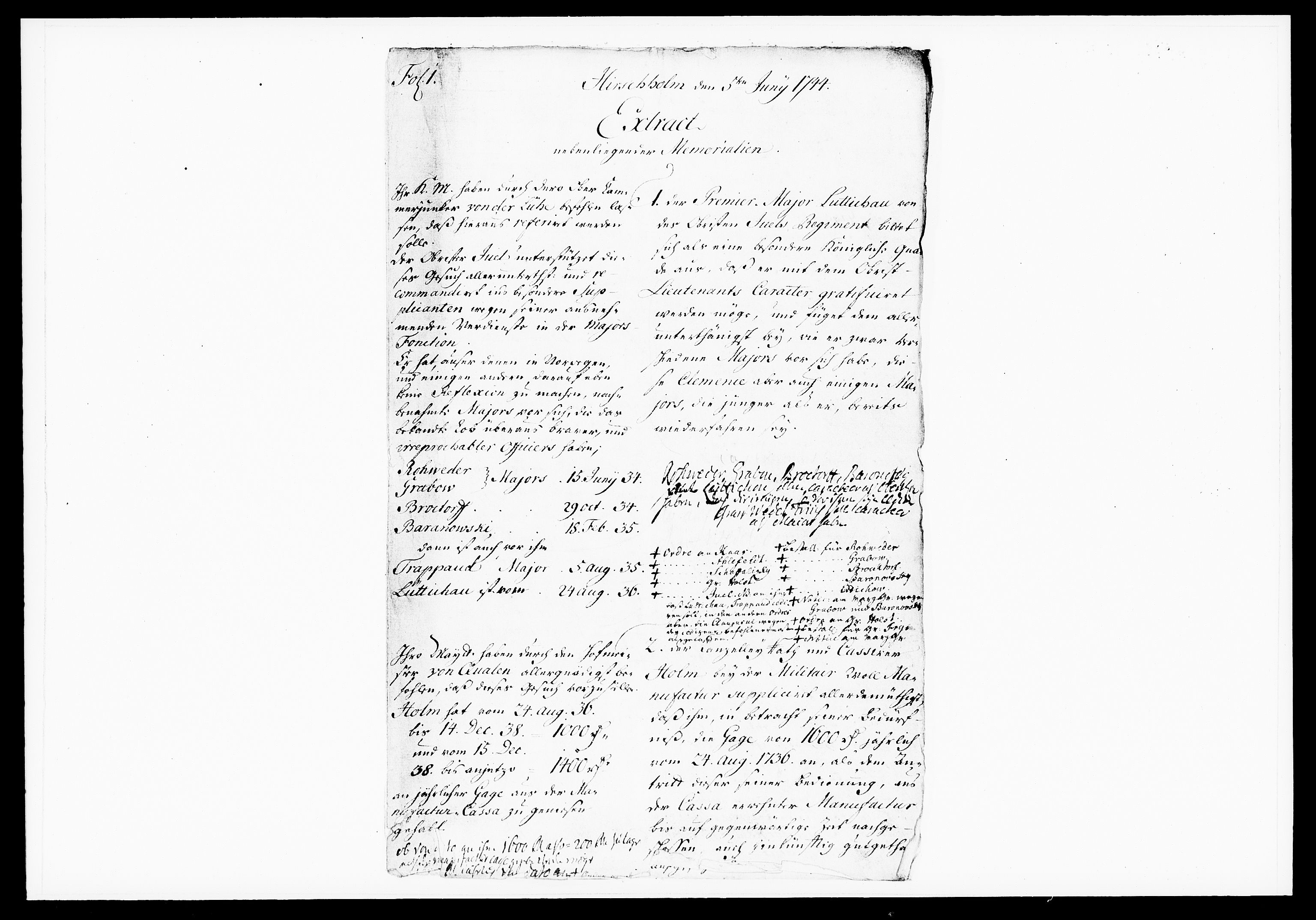 Krigskollegiet, Krigskancelliet, DRA/A-0006/-/1182-1187: Refererede sager, 1744, p. 181