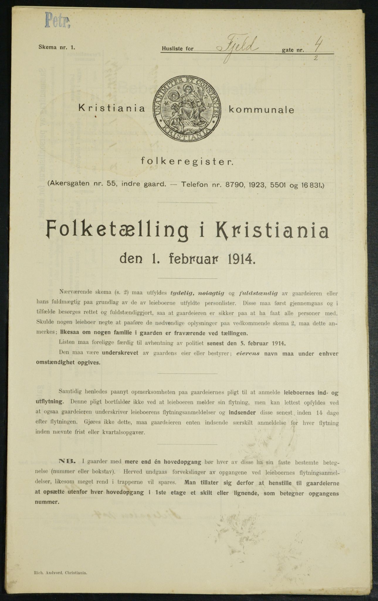 OBA, Municipal Census 1914 for Kristiania, 1914, p. 24463