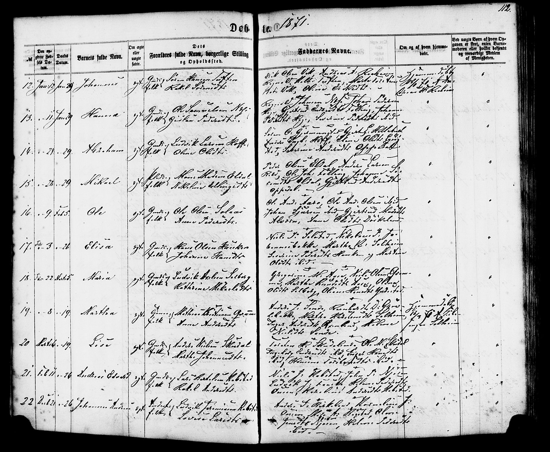 Gaular sokneprestembete, SAB/A-80001/H/Haa: Parish register (official) no. A 5, 1860-1881, p. 112