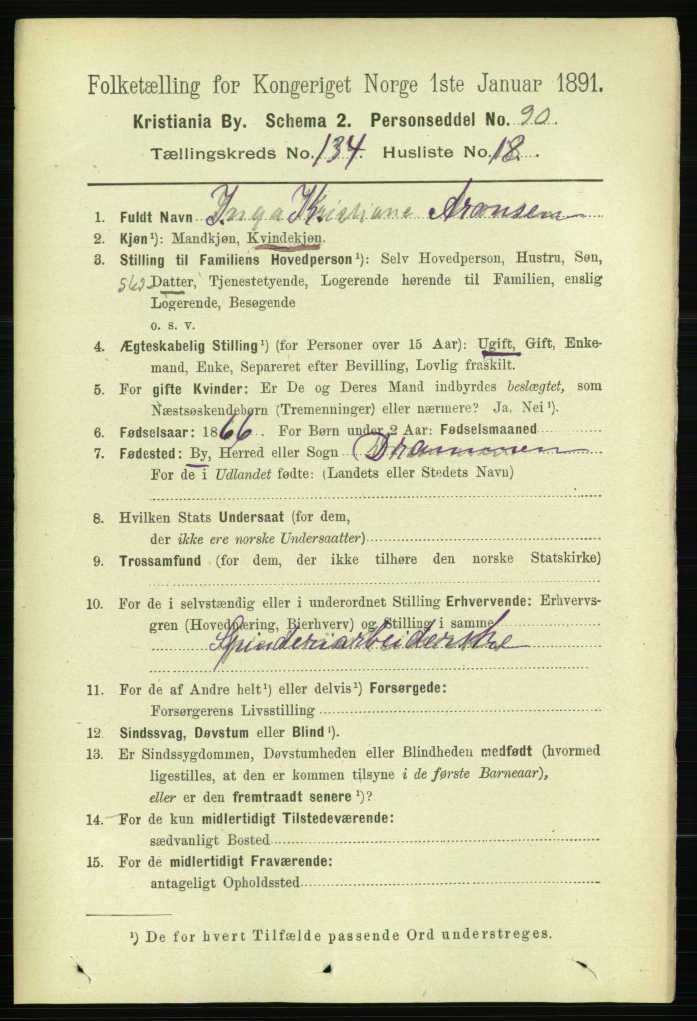 RA, 1891 census for 0301 Kristiania, 1891, p. 73849