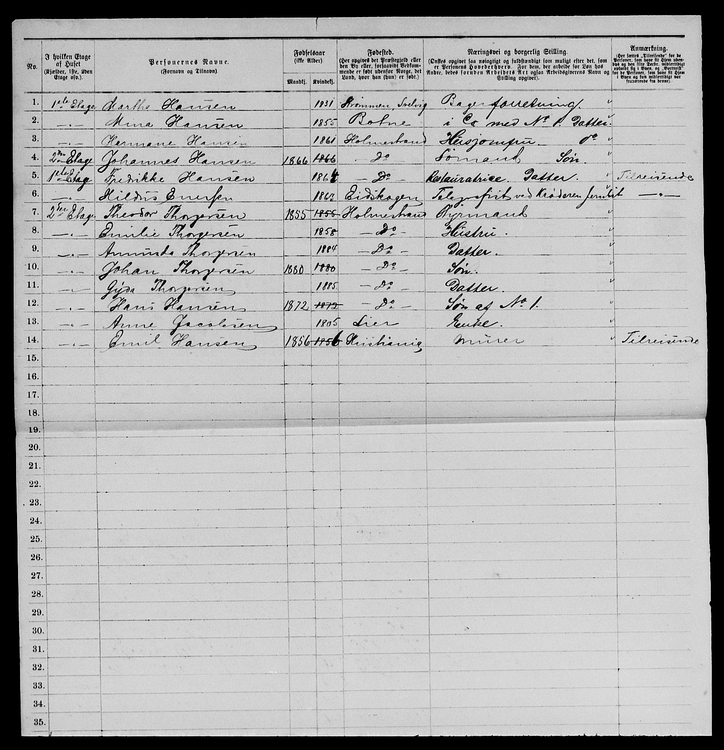 SAKO, 1885 census for 0702 Holmestrand, 1885, p. 9