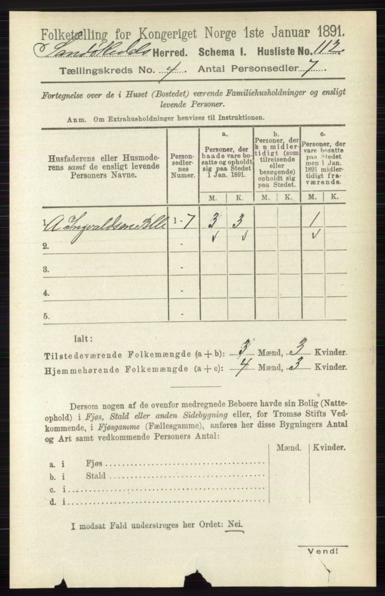 RA, 1891 census for 0816 Sannidal, 1891, p. 1216