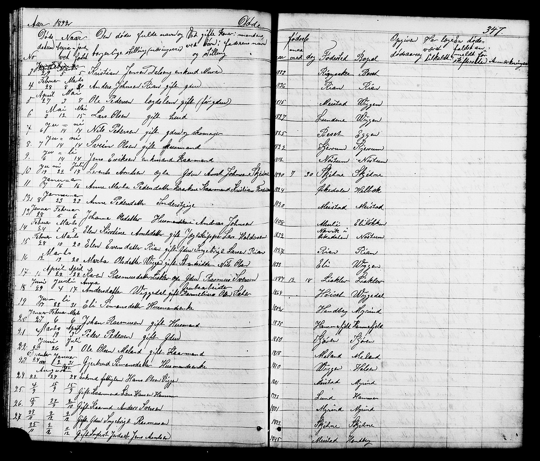 Ministerialprotokoller, klokkerbøker og fødselsregistre - Sør-Trøndelag, SAT/A-1456/665/L0777: Parish register (copy) no. 665C02, 1867-1915, p. 347