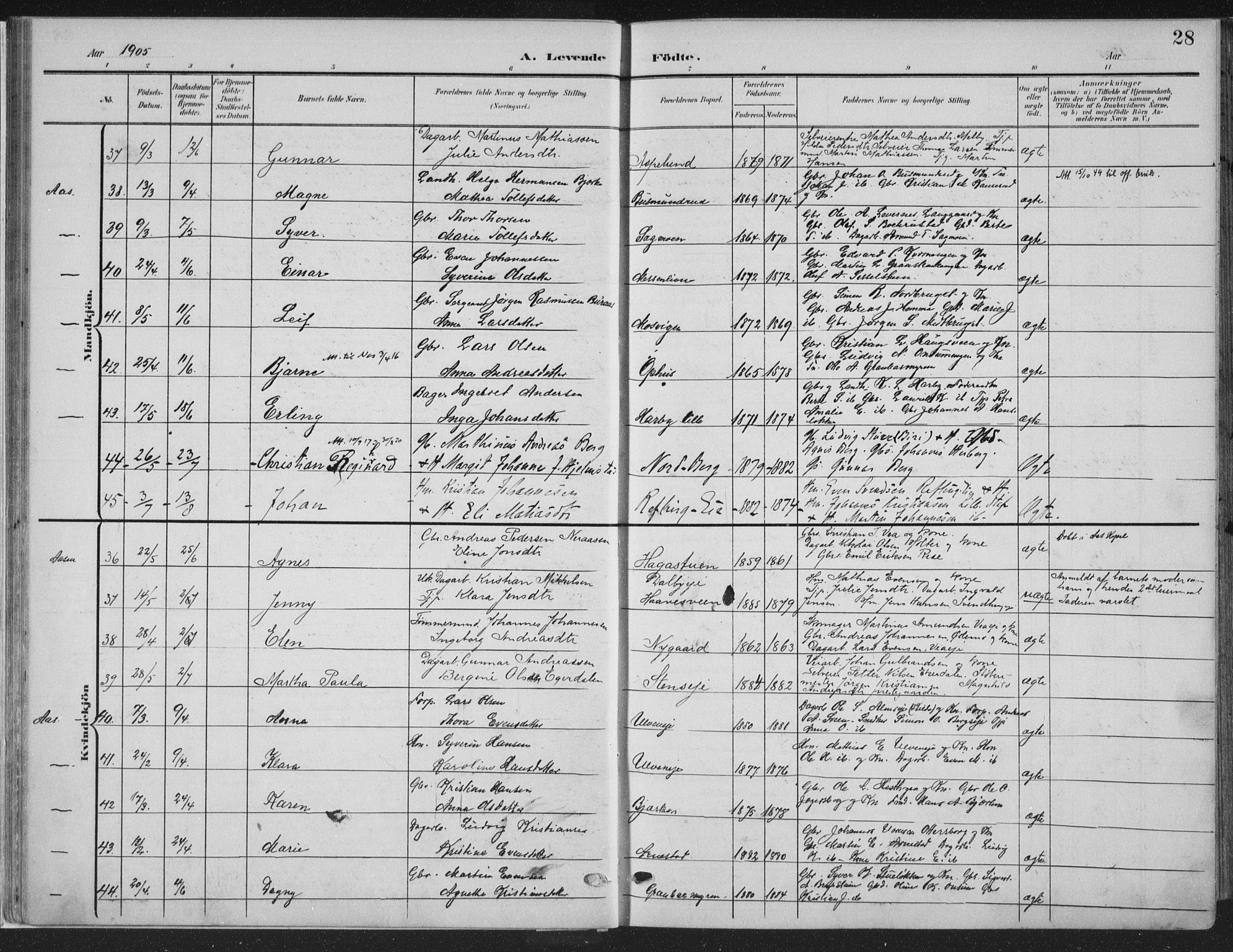 Ringsaker prestekontor, SAH/PREST-014/K/Ka/L0018: Parish register (official) no. 18, 1903-1912, p. 28