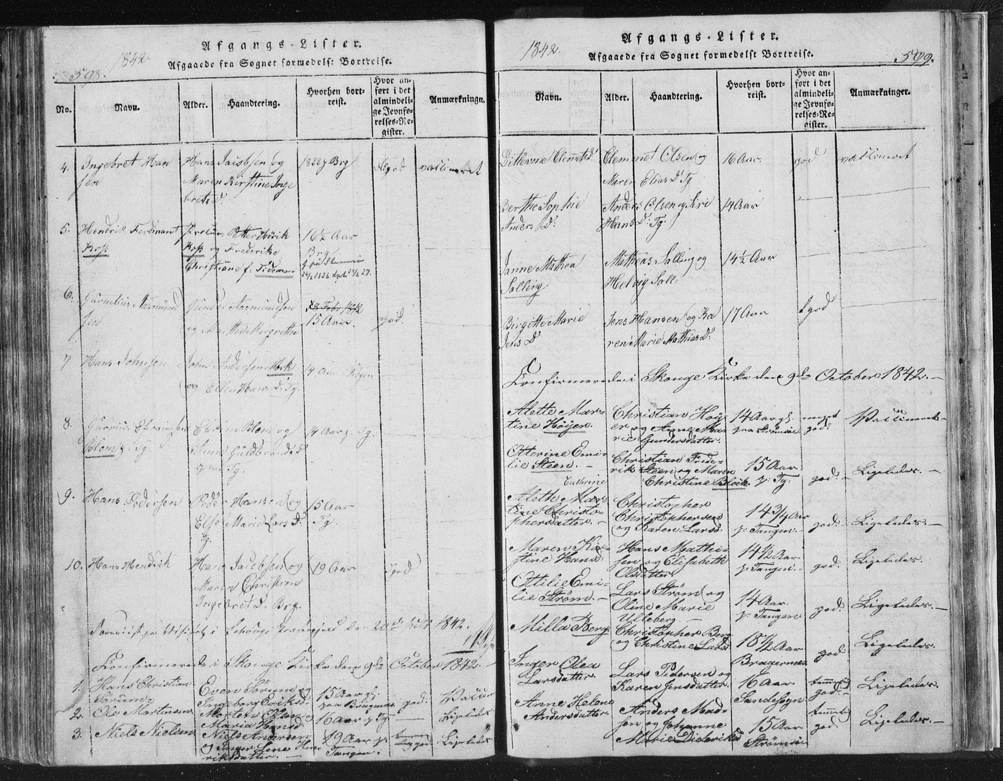 Strømsø kirkebøker, AV/SAKO-A-246/F/Fb/L0004: Parish register (official) no. II 4, 1814-1843, p. 598-599