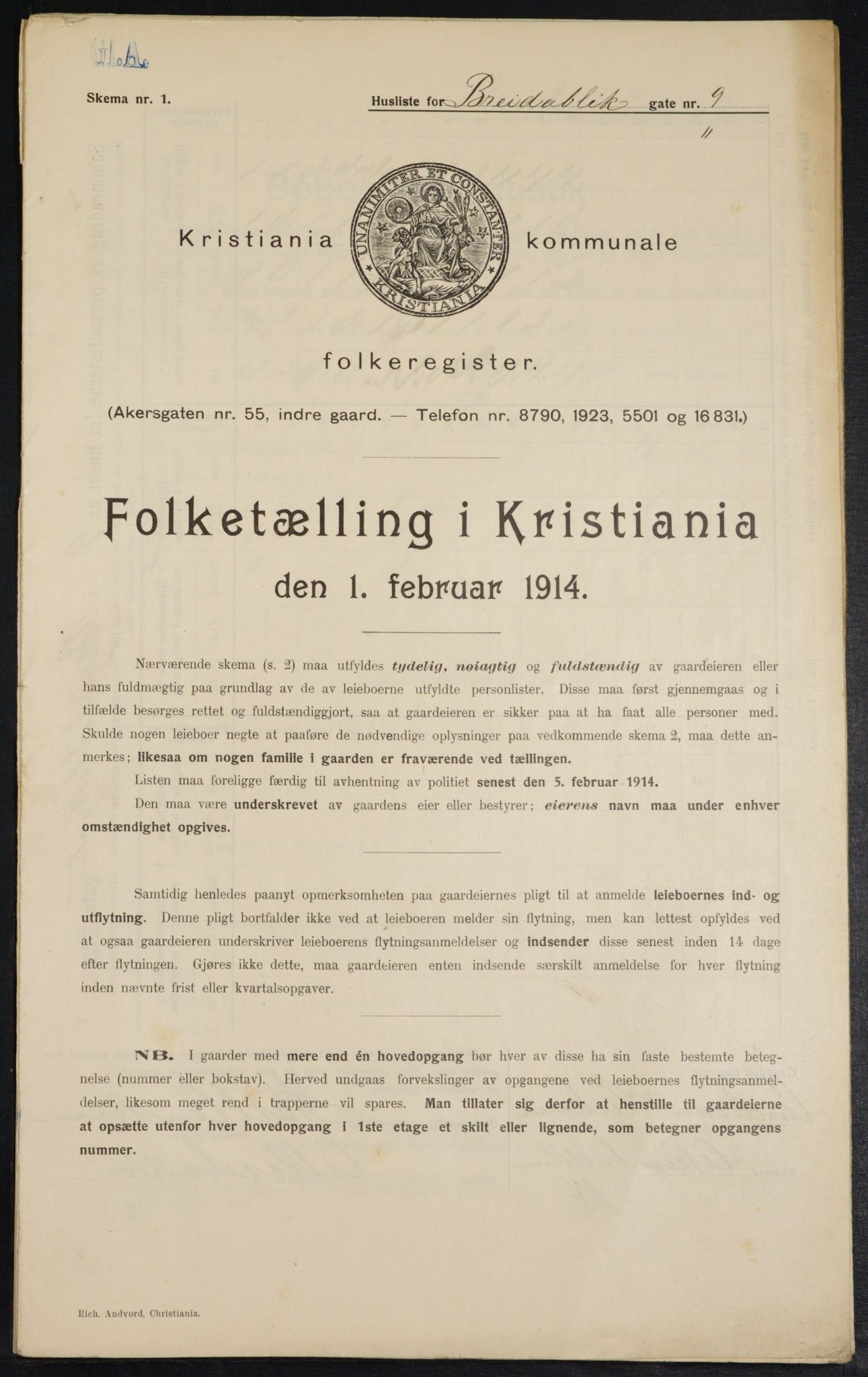 OBA, Municipal Census 1914 for Kristiania, 1914, p. 8112