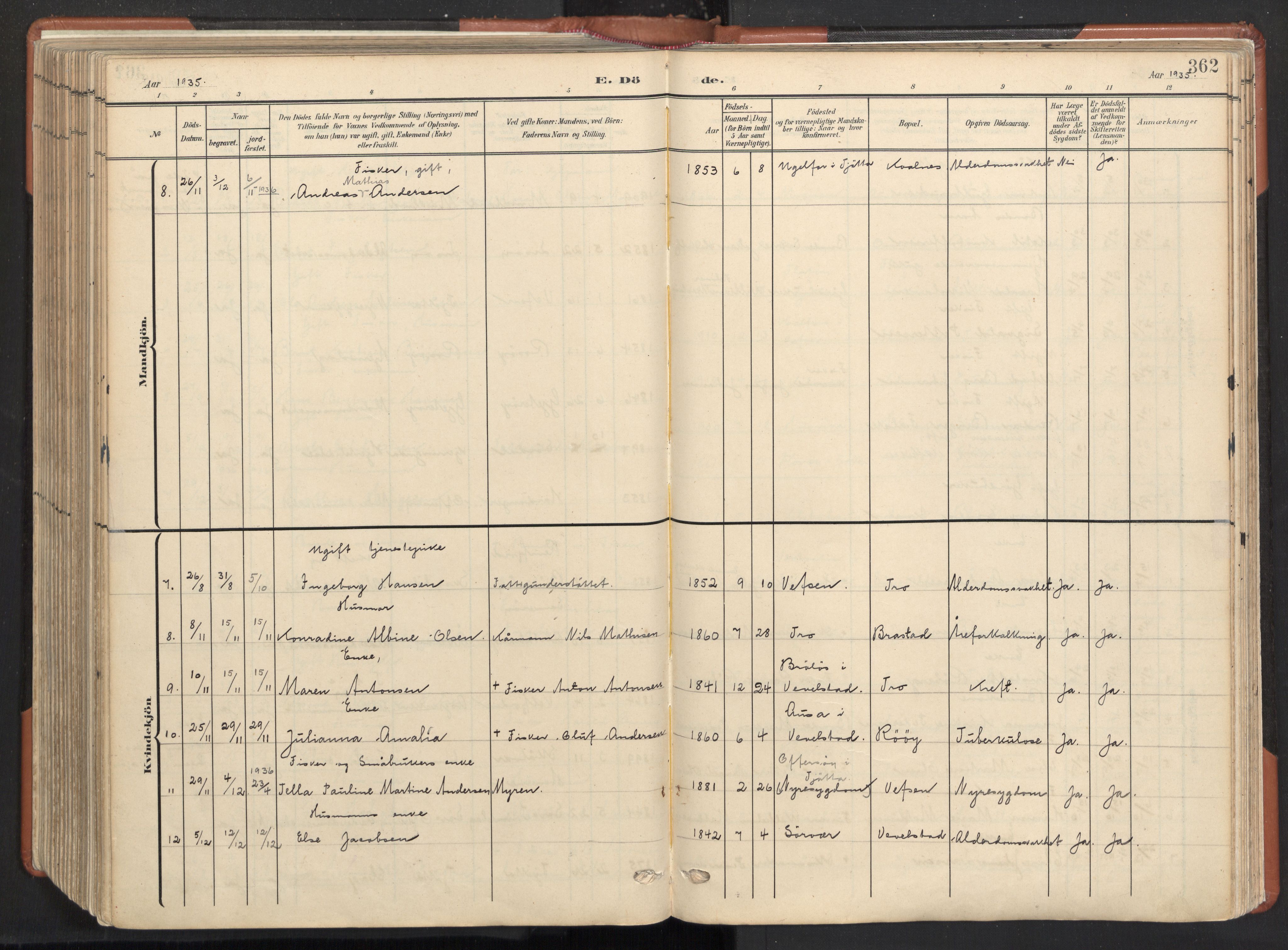 Ministerialprotokoller, klokkerbøker og fødselsregistre - Nordland, SAT/A-1459/817/L0265: Parish register (official) no. 817A05, 1908-1944, p. 362