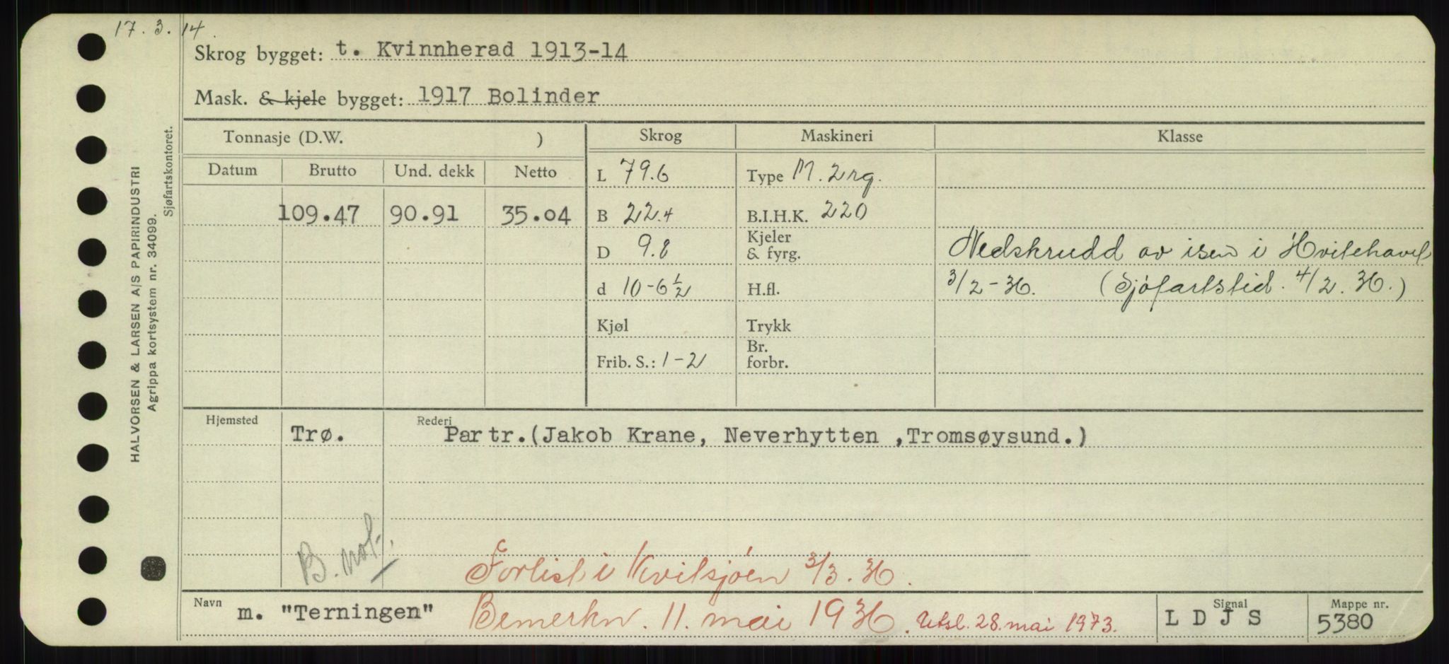 Sjøfartsdirektoratet med forløpere, Skipsmålingen, AV/RA-S-1627/H/Hd/L0038: Fartøy, T-Th, p. 501