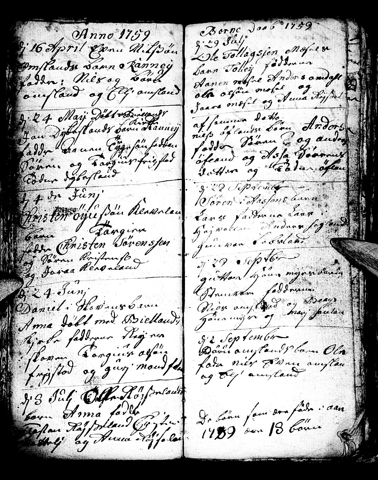 Bjelland sokneprestkontor, AV/SAK-1111-0005/F/Fb/Fbb/L0001: Parish register (copy) no. B 1, 1732-1782, p. 55