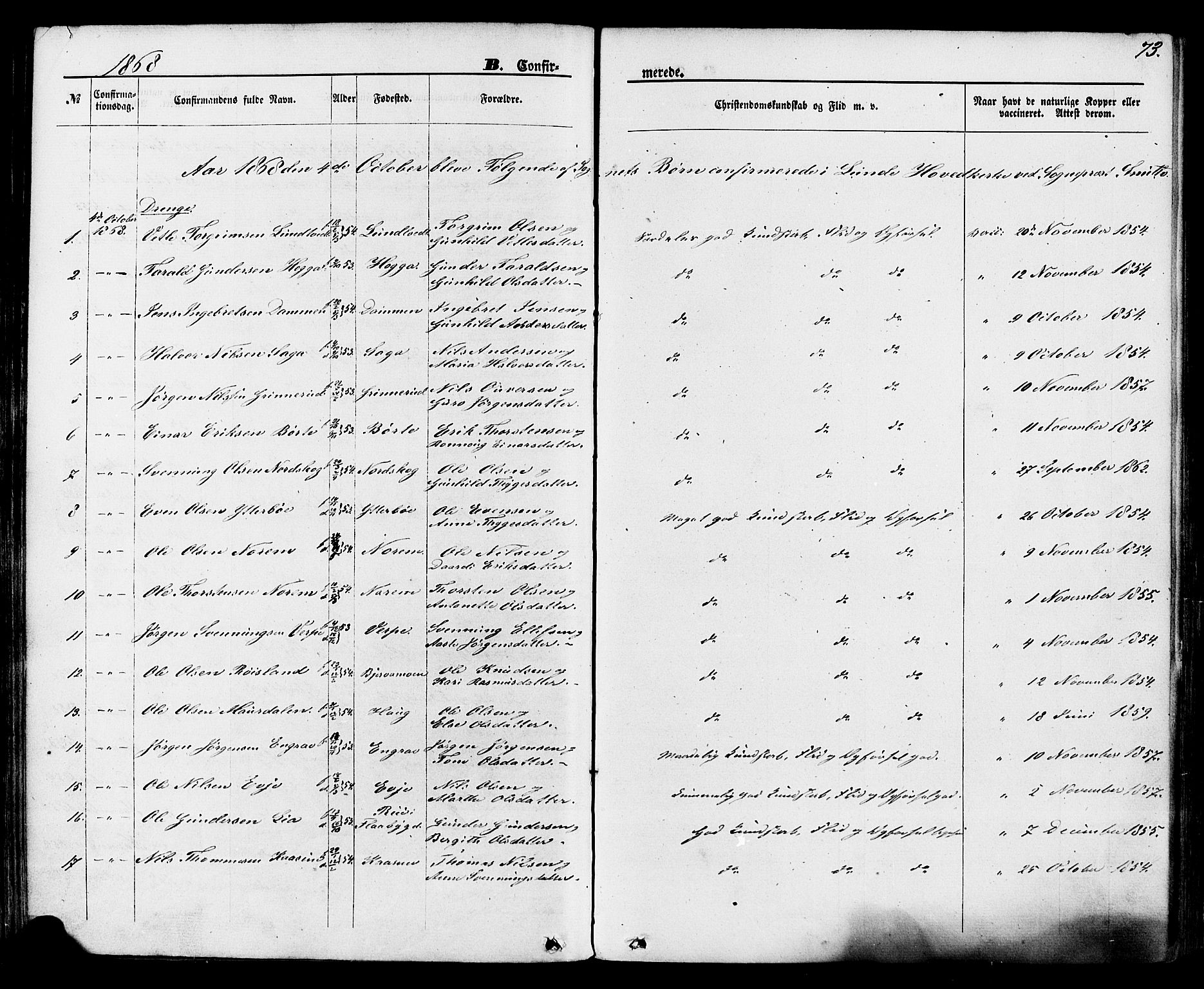 Lunde kirkebøker, SAKO/A-282/F/Fa/L0001: Parish register (official) no. I 1, 1866-1883, p. 73