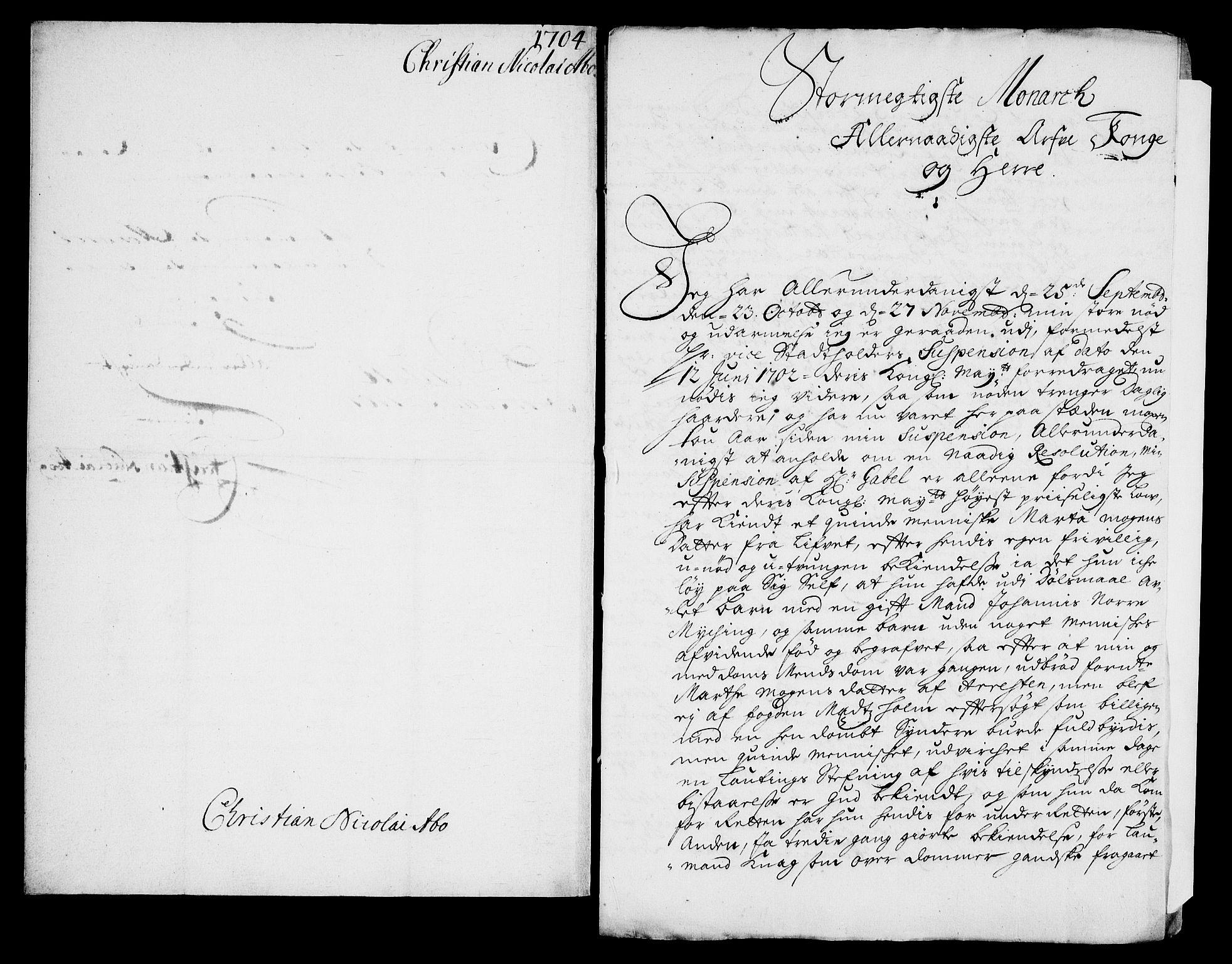 Danske Kanselli, Skapsaker, AV/RA-EA-4061/G/L0014: Tillegg til skapsakene, 1704, p. 4