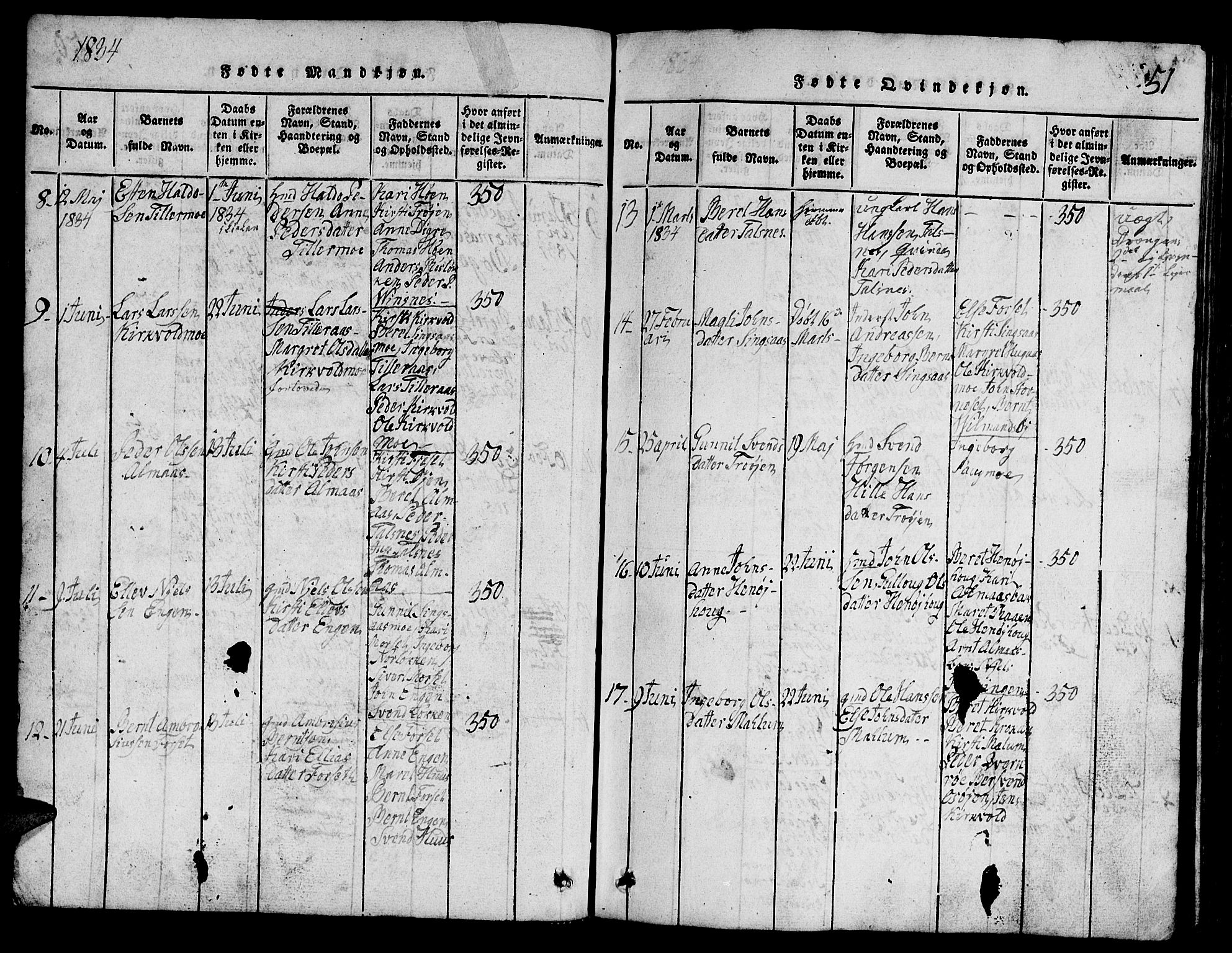 Ministerialprotokoller, klokkerbøker og fødselsregistre - Sør-Trøndelag, SAT/A-1456/688/L1026: Parish register (copy) no. 688C01, 1817-1860, p. 51