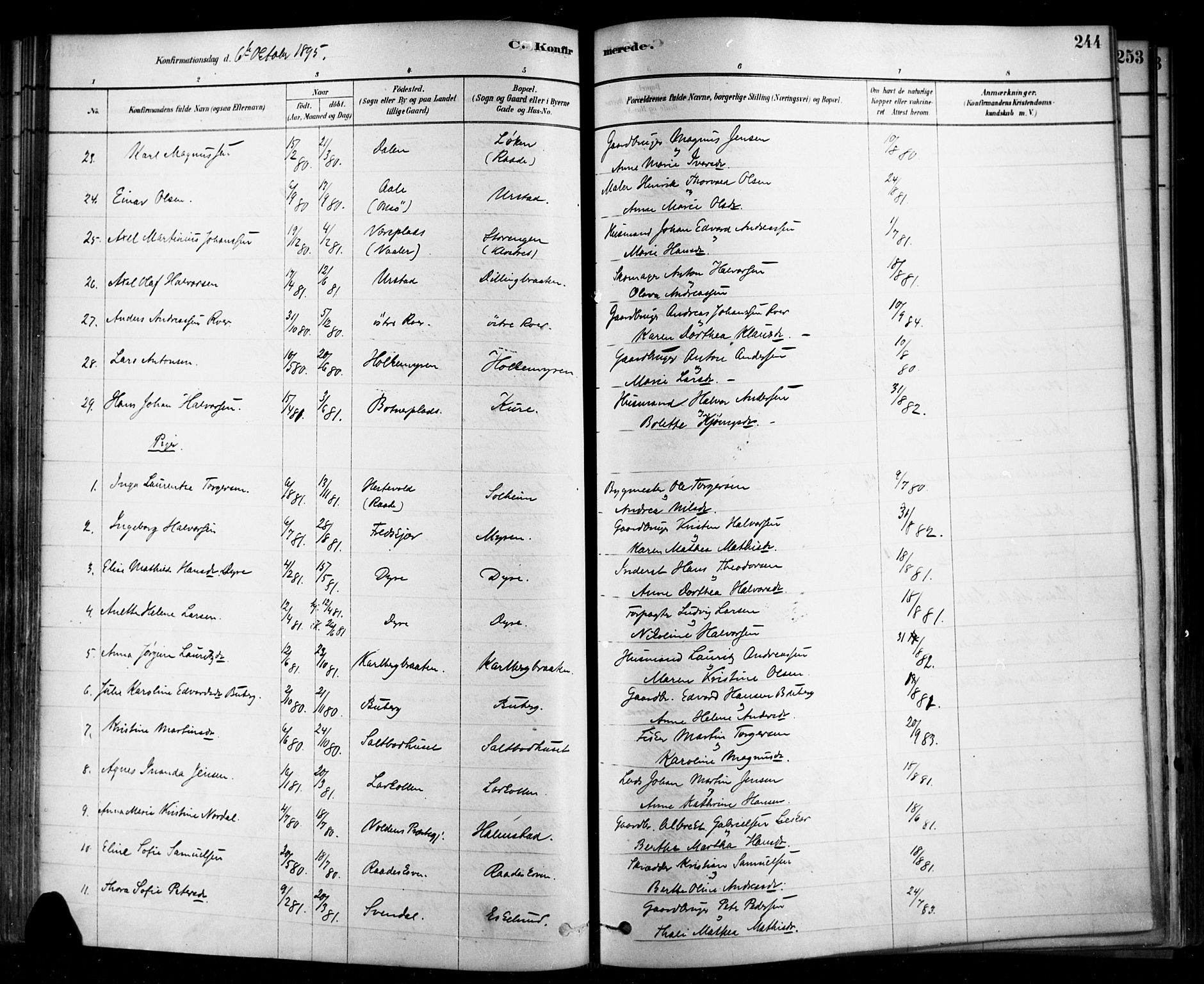Rygge prestekontor Kirkebøker, SAO/A-10084b/F/Fa/L0007: Parish register (official) no. 7, 1878-1904, p. 244