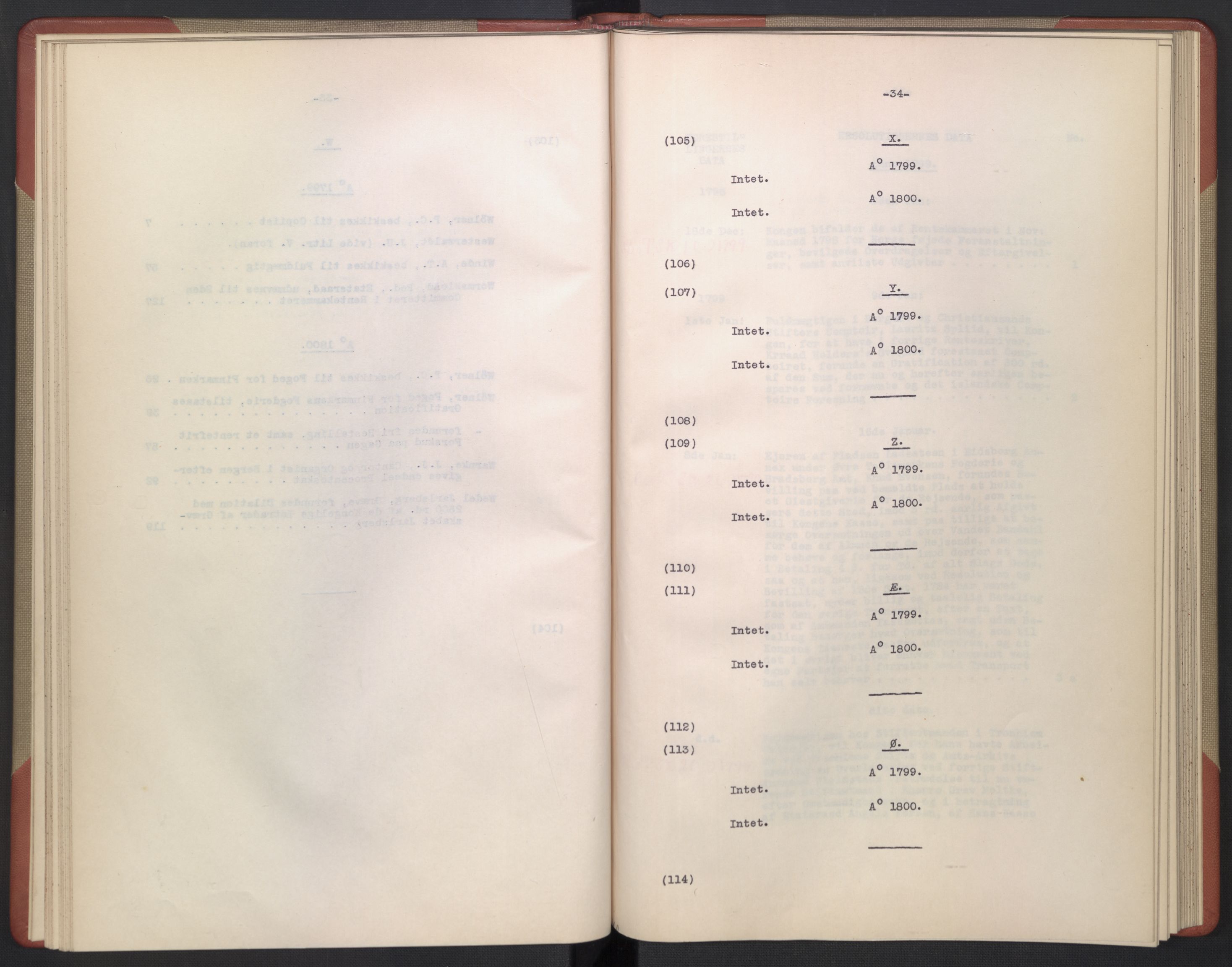 Avskriftsamlingen, AV/RA-EA-4022/F/Fb/L0130: Registratur over norske Relasjons- og  resolusjonsprotokoller, 1799-1800, p. 37