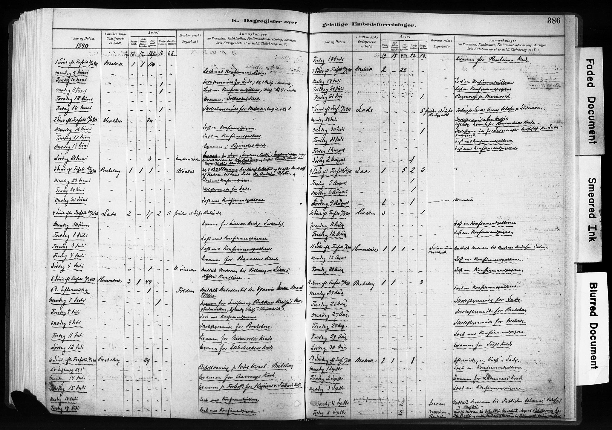 Ministerialprotokoller, klokkerbøker og fødselsregistre - Sør-Trøndelag, AV/SAT-A-1456/606/L0300: Parish register (official) no. 606A15, 1886-1893, p. 386