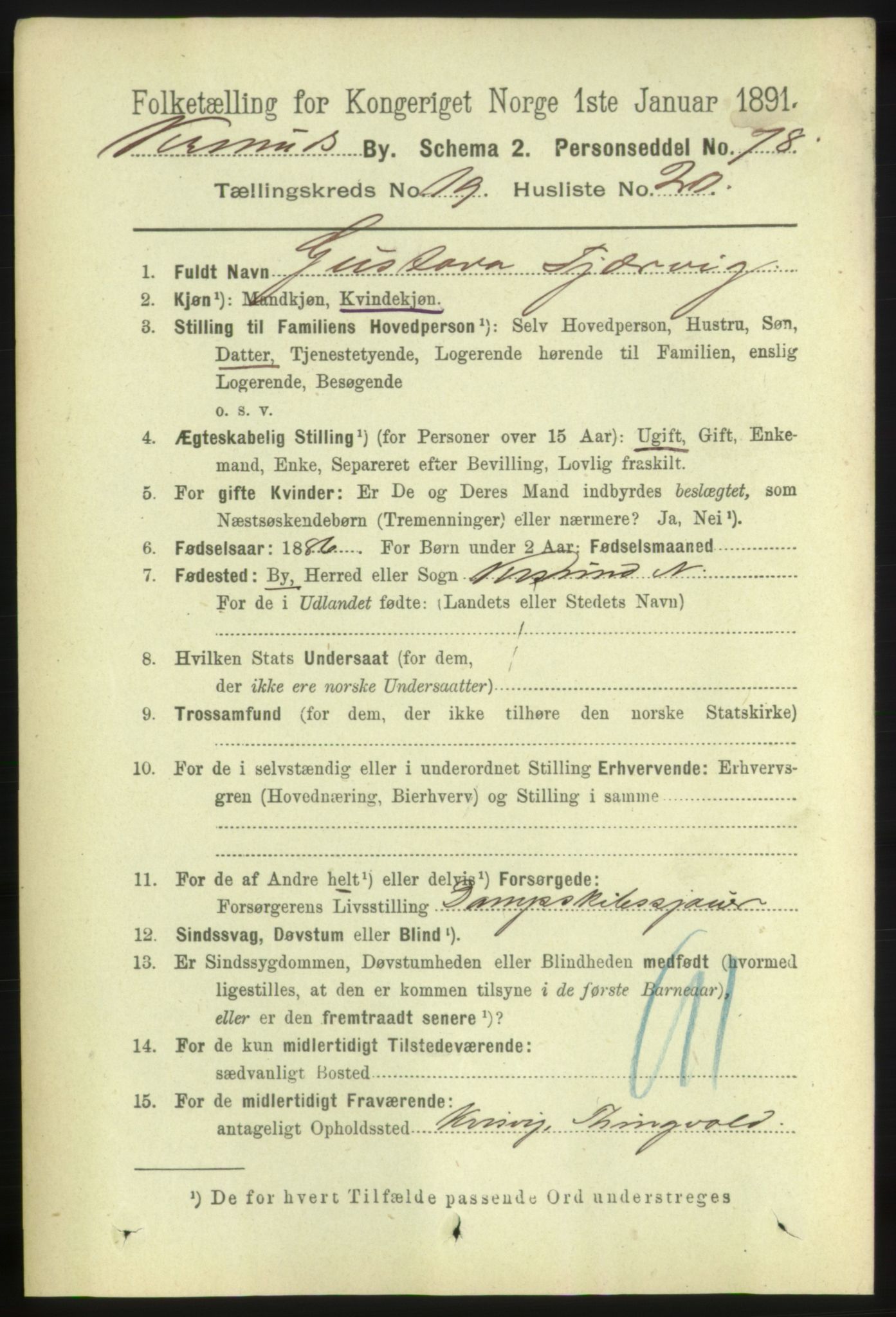 RA, 1891 census for 1503 Kristiansund, 1891, p. 12714