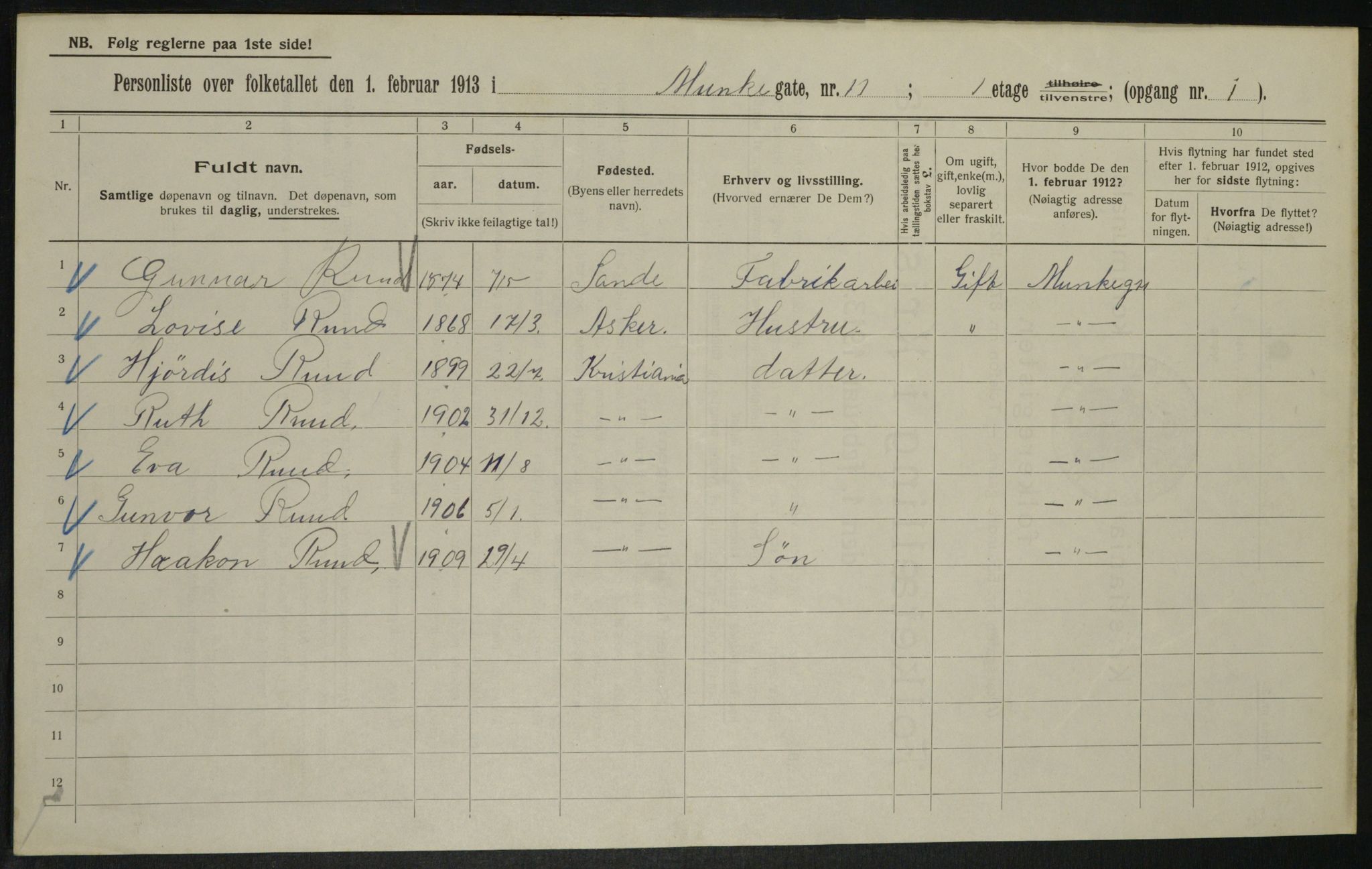 OBA, Municipal Census 1913 for Kristiania, 1913, p. 68057