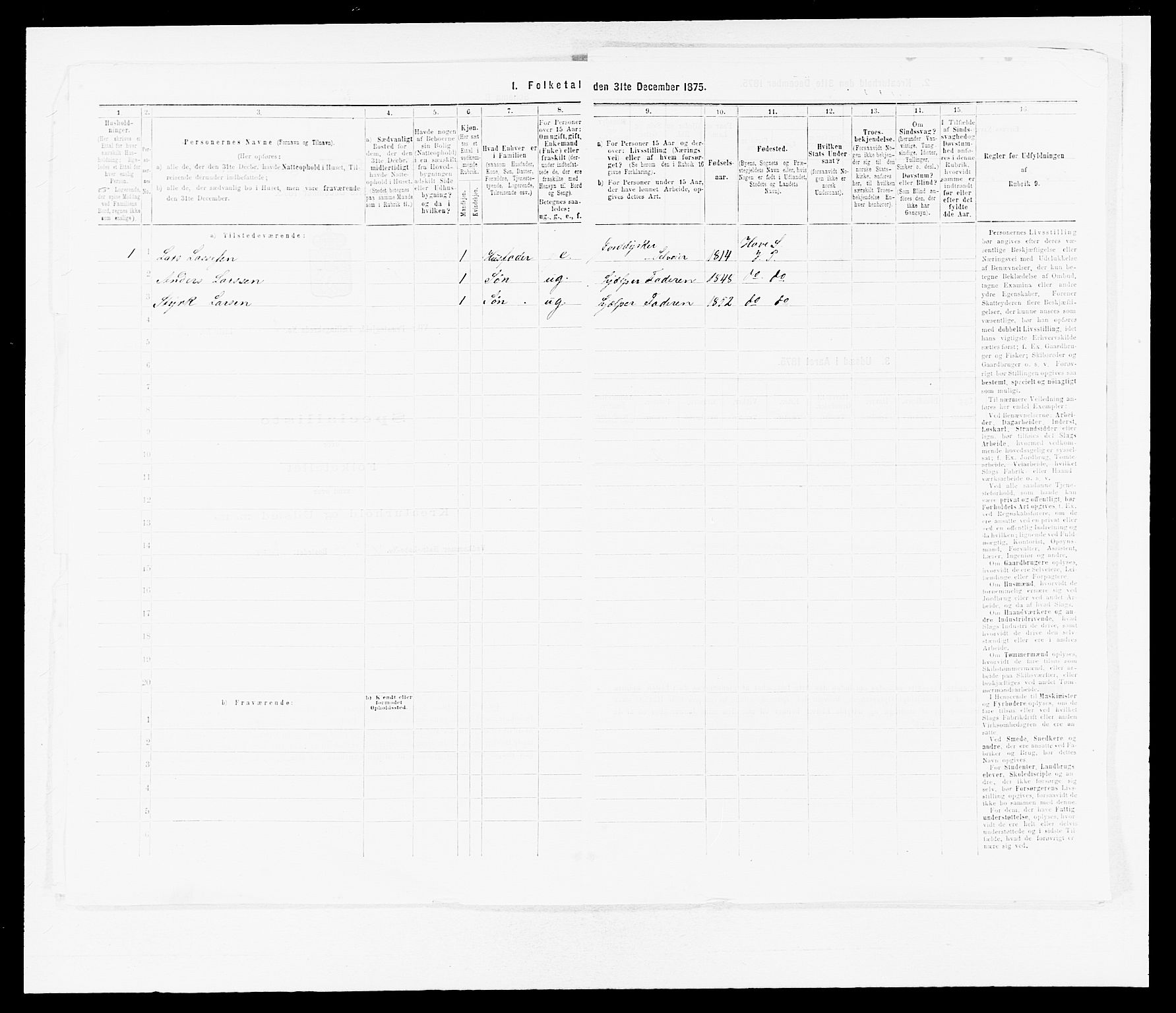 SAB, 1875 census for 1417P Vik, 1875, p. 818