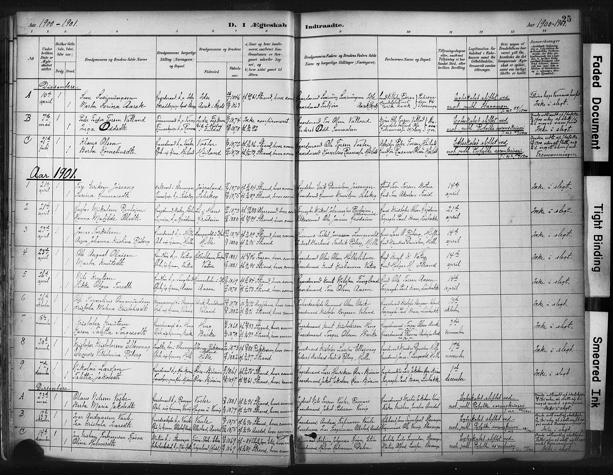 Strand sokneprestkontor, AV/SAST-A-101828/H/Ha/Haa/L0010: Parish register (official) no. A 10, 1882-1929, p. 25