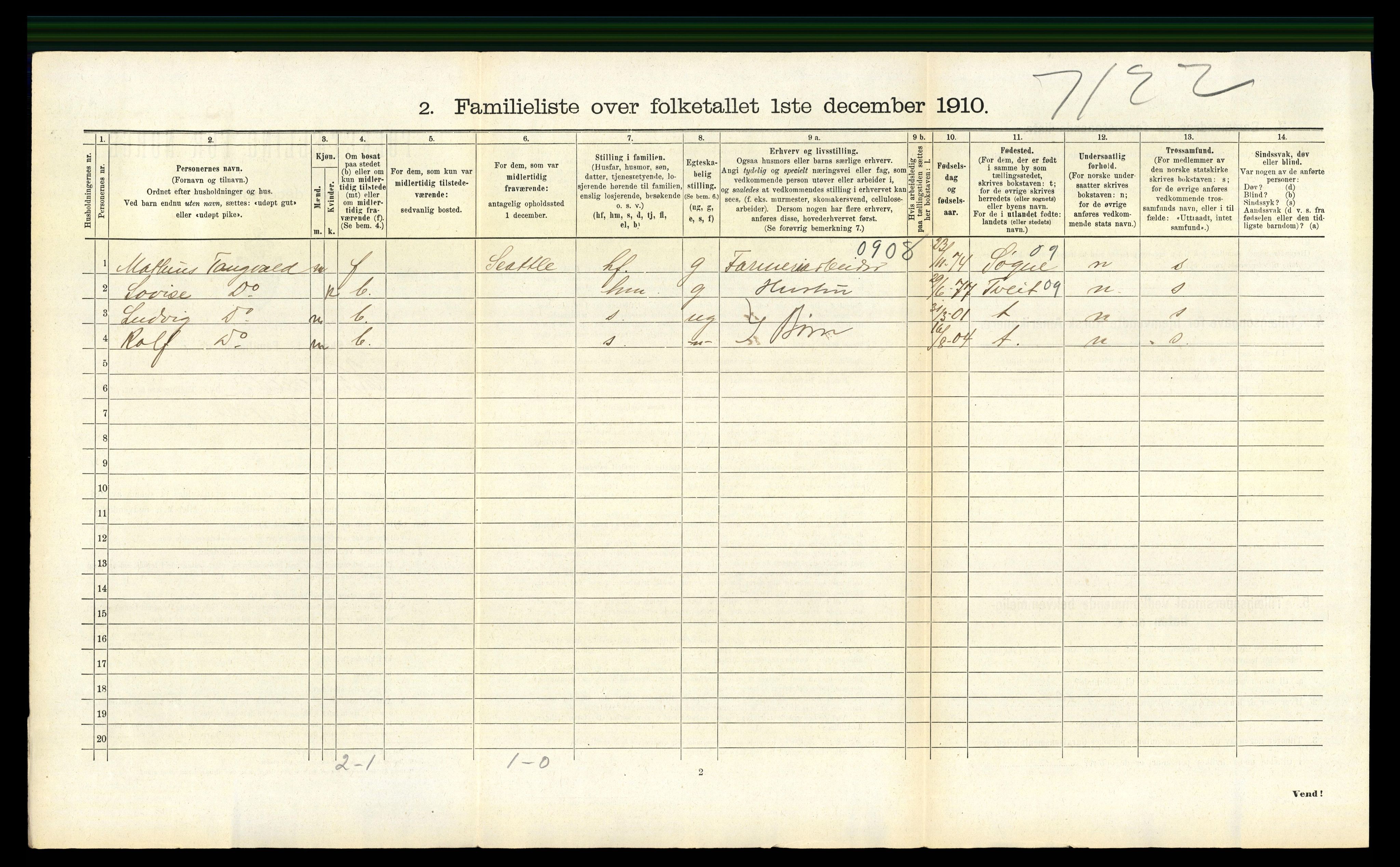 RA, 1910 census for Kristiansand, 1910, p. 4949